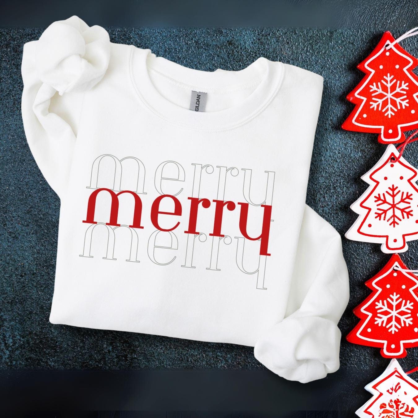 Merry Merry Merry Holiday Crewneck Sweatshirt, family matching, Christmas sweatshirt, festive jumper, winter apparel, Xmas crewneck, cozy