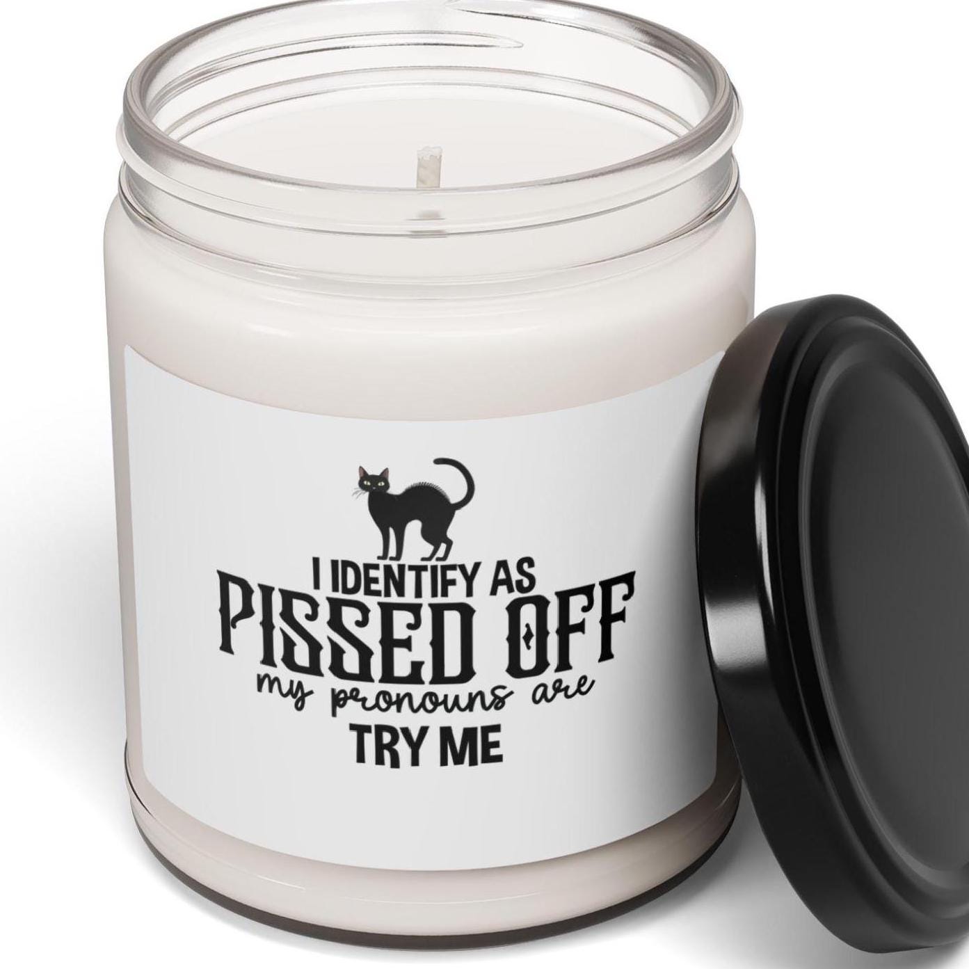 Pissed Off Scented Soy Candle, Try Me Candle, 9oz, Fall Candle Gift, Funny Candle, Candle Pronouns, Halloween Candle, Humorous Gift, Unisex
