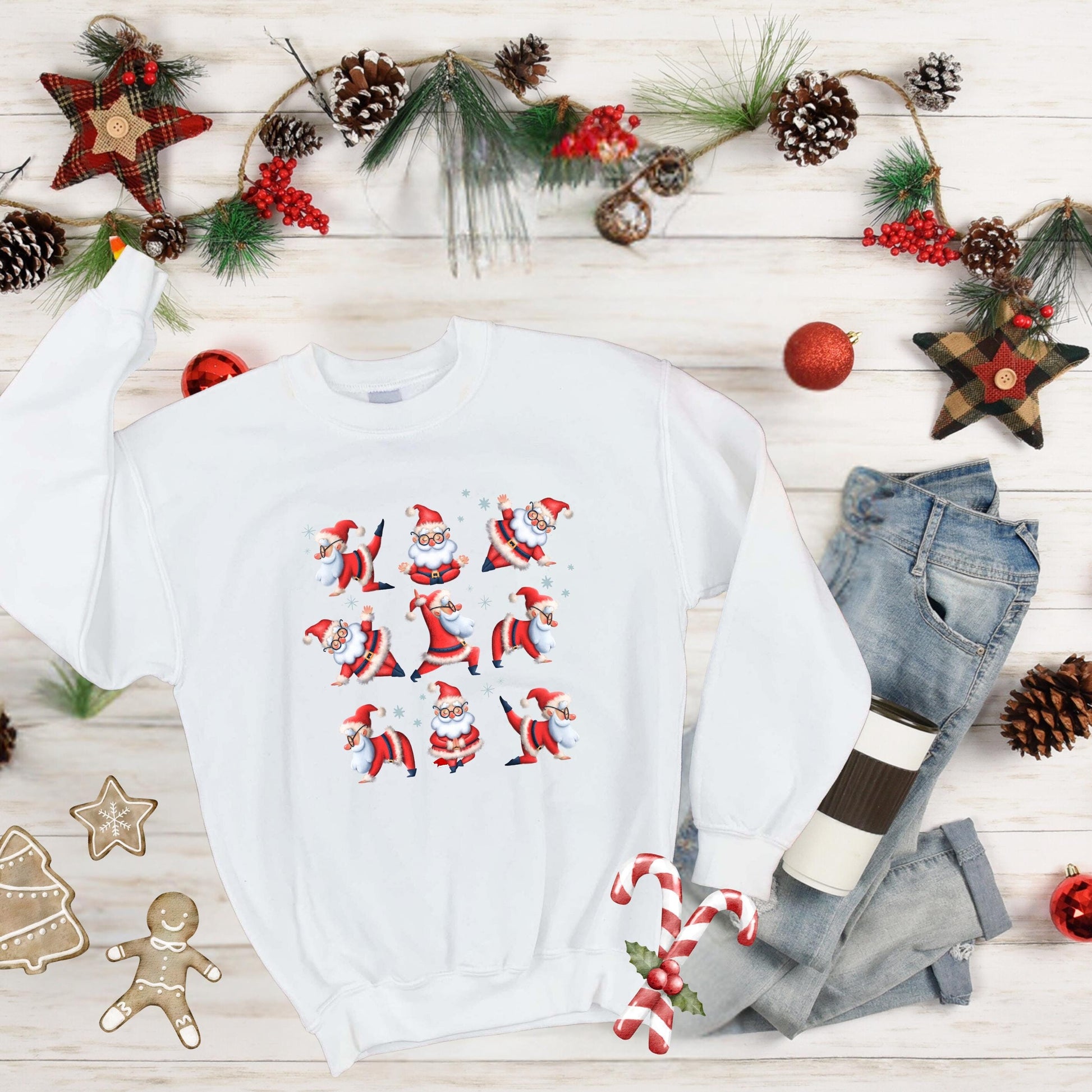 Crewneck Sweatshirt Santa Yoga Adult, Zen Holiday Life, Chillin Santa,Christmas Gift, Family Gift for the Holidays, Matching Shirts