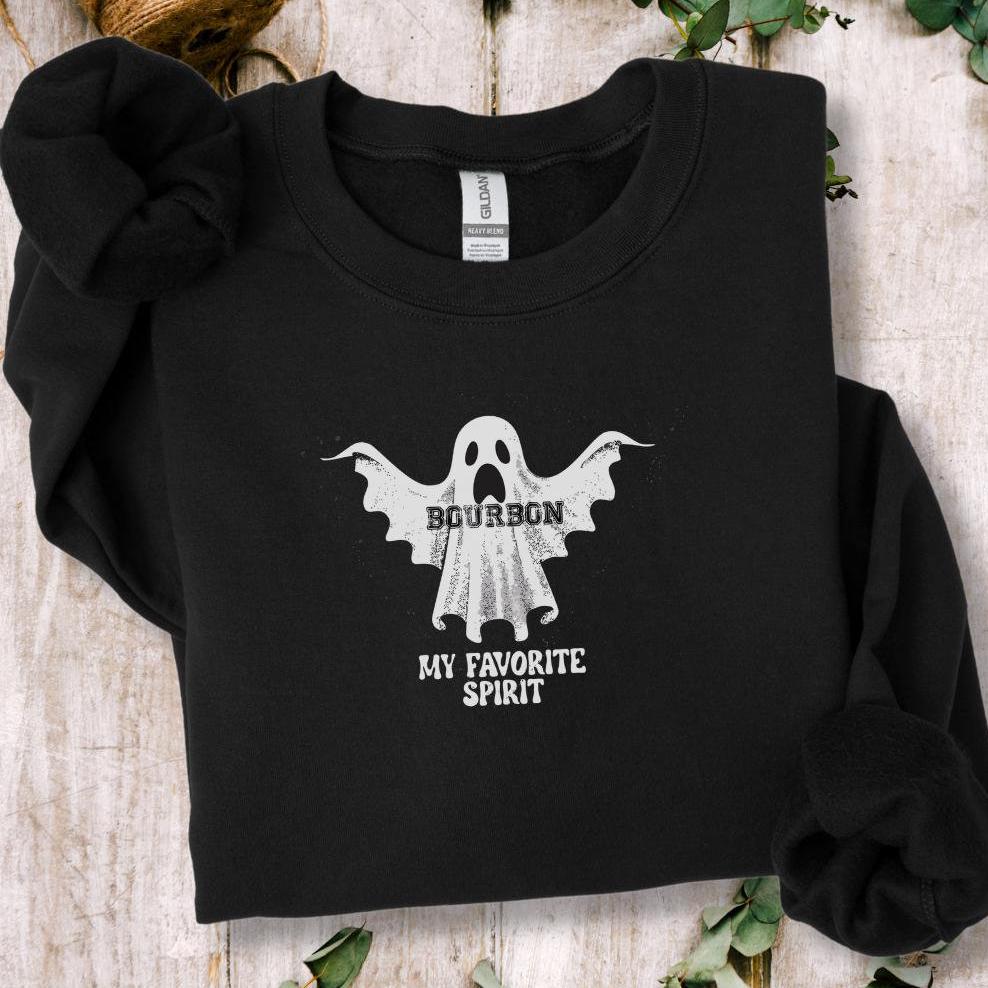 Bourbon My Favorite SPIRIT Crewneck Sweatshirt,Halloween Sweatshirt, Halloween apparel, Cozy Halloween sweatshirt,Trick or treat shirt,Retro