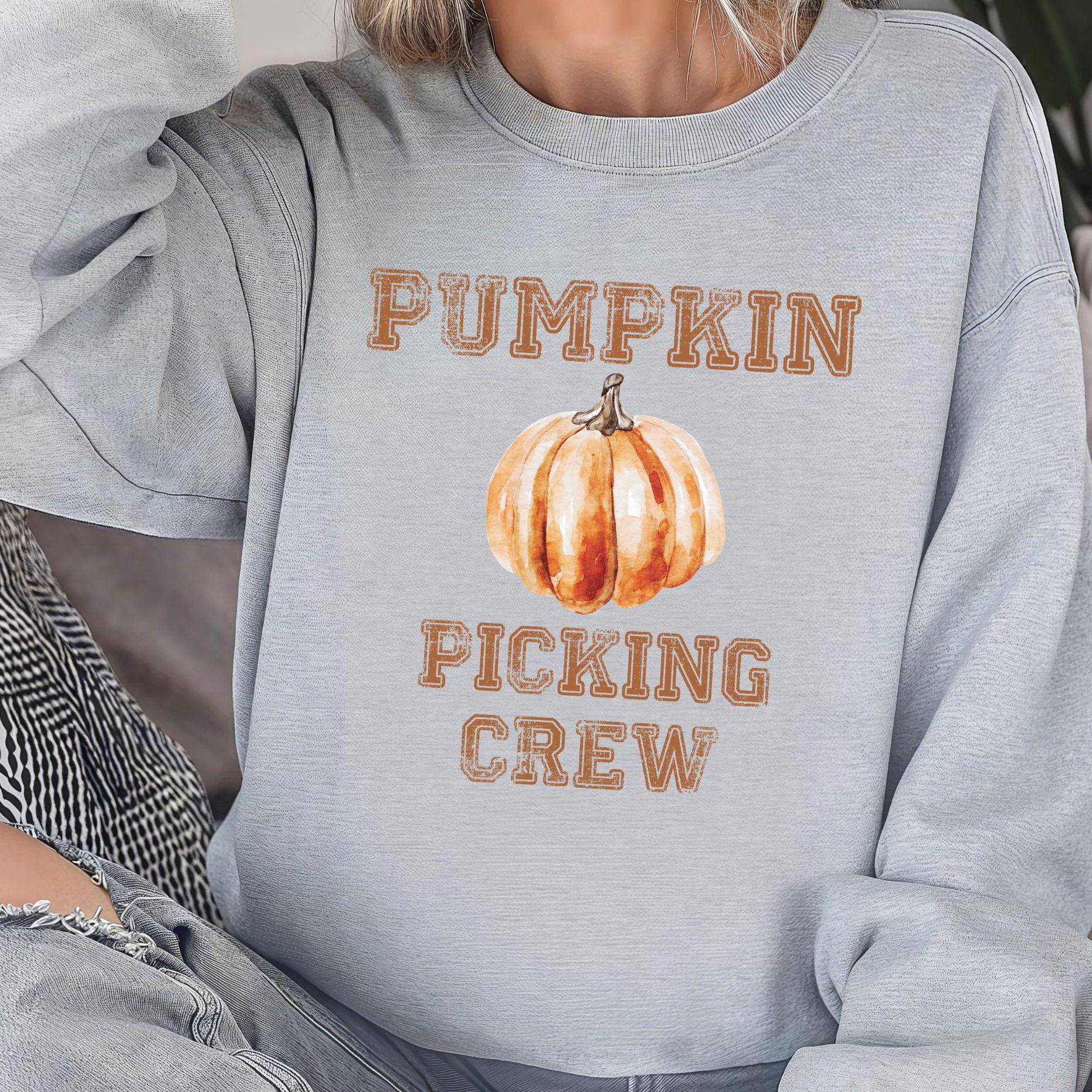 Pumpkin Picking Crew Crewneck Sweatshirt,Family Halloween Sweatshirt, Halloween apparel ,Group Halloween sweatshirt,Trick or treat shirt