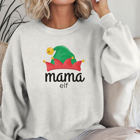 Mama Elf Family Christmas Sweatshirt, Matching Xmas Shirts for Mom, Dad, Kids, Holiday Apparel, Festive Outfit