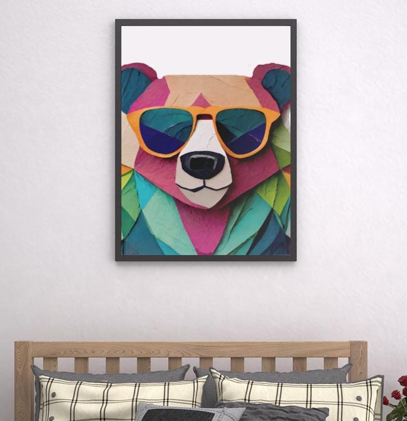 Bear-Room Minimalist Wall Art Prints-Digital Printable Kids-Modern Animal Prints-Animal Simple Colorful Decor Product Designs & Apparel