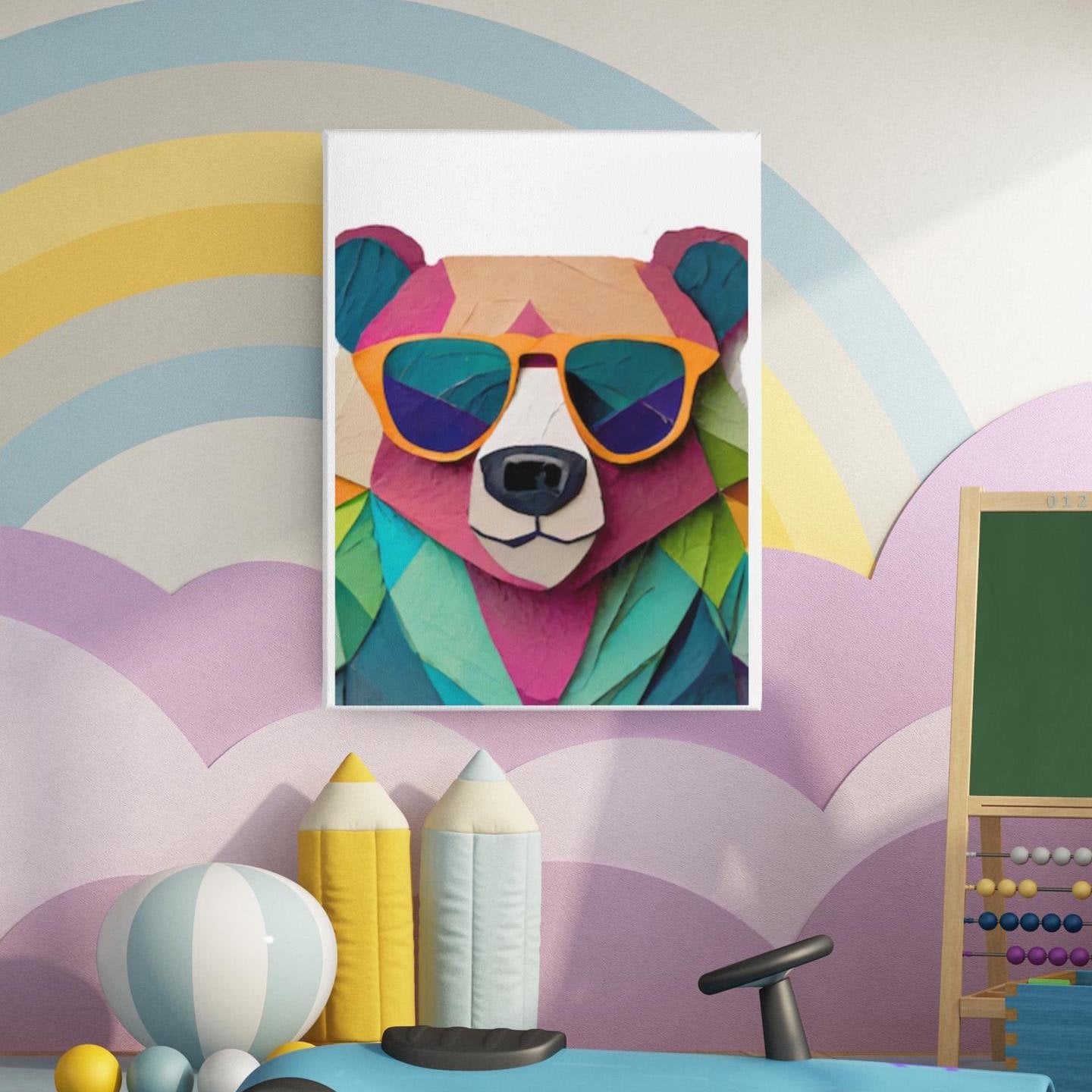 Bear-Room Minimalist Wall Art Prints-Digital Printable Kids-Modern Animal Prints-Animal Simple Colorful Decor Product Designs & Apparel