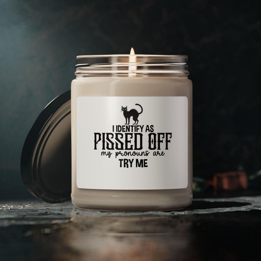 Pissed Off Scented Soy Candle, Try Me Candle, 9oz, Fall Candle Gift, Funny Candle, Candle Pronouns, Halloween Candle, Humorous Gift, Unisex
