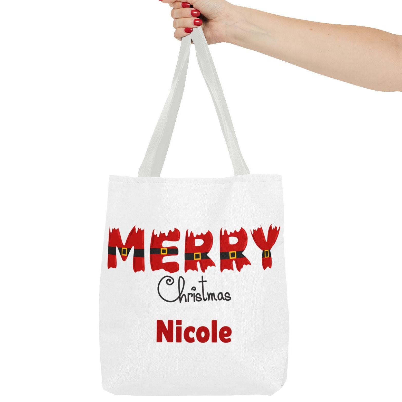 Personalized Christmas Tote Bag - Custom Holiday Gift Bag, Festive Xmas Shopping Tote, Reusable Shopping Bag, Gift for Her, Secret Santa