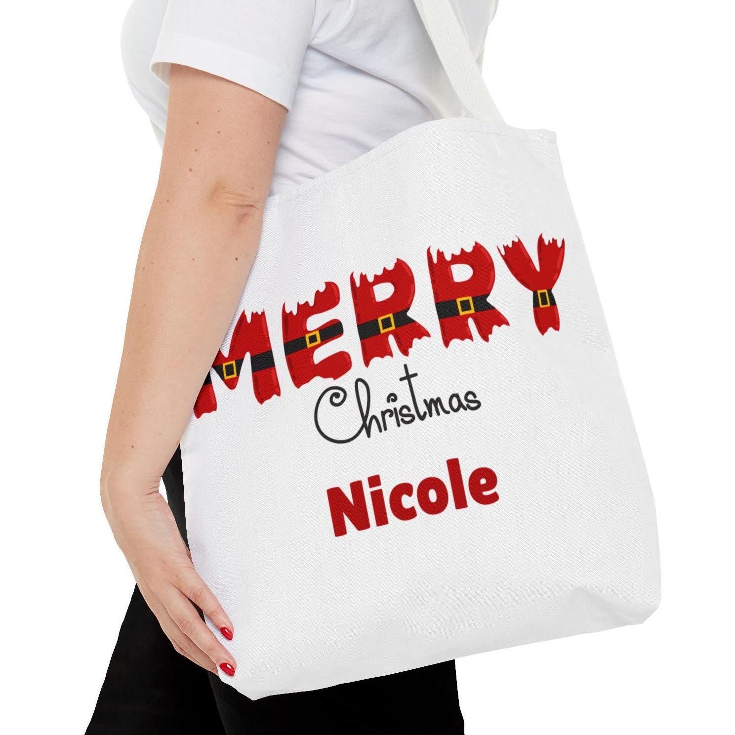 Personalized Christmas Tote Bag - Custom Holiday Gift Bag, Festive Xmas Shopping Tote, Reusable Shopping Bag, Gift for Her, Secret Santa