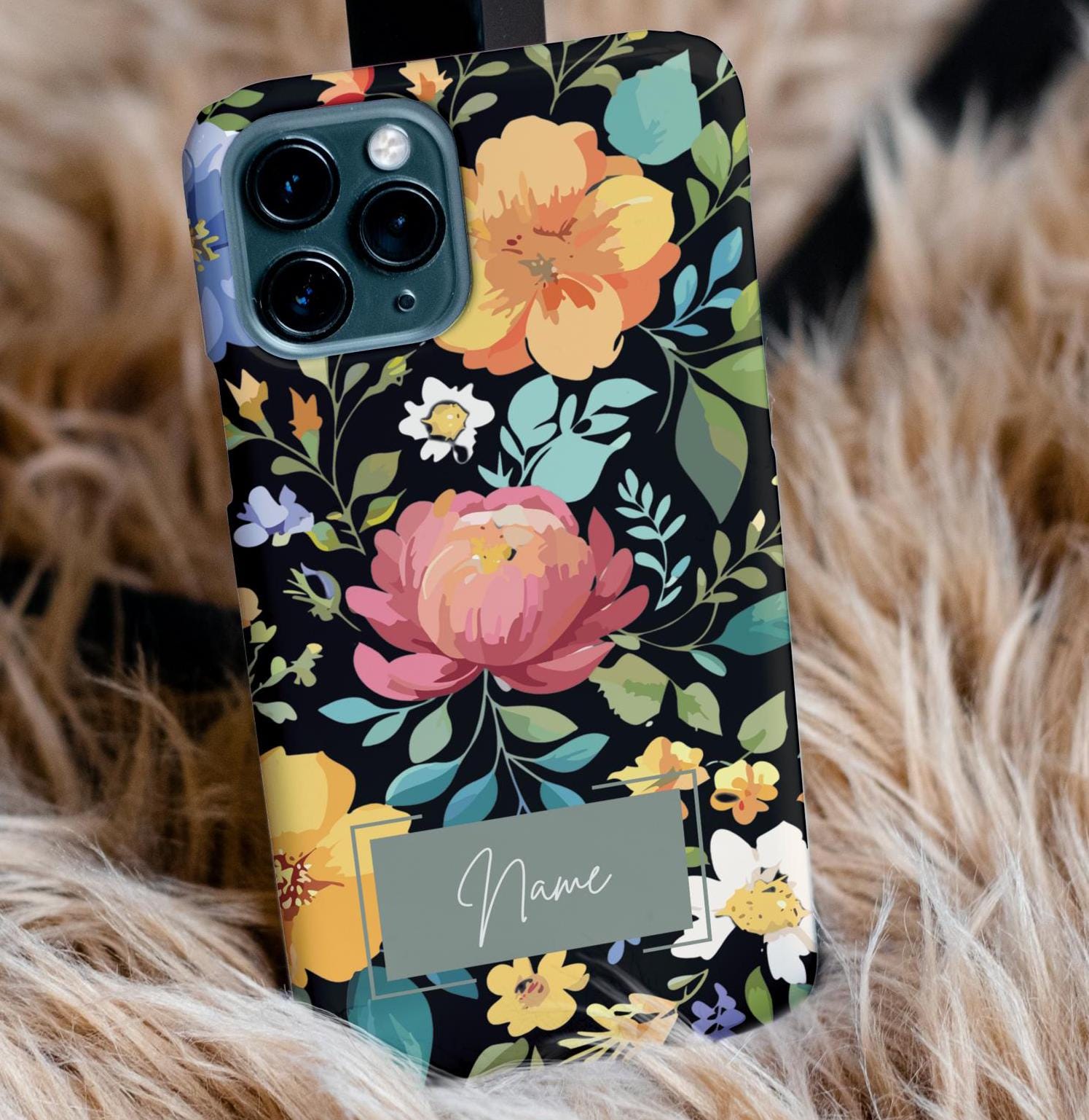 Vintage Floral Custom Tough Magnetic Phone Case - Personalized Protective Phone Cover, Strong Magnet Case, iPhone 14 & 15, Tough Phone Shell