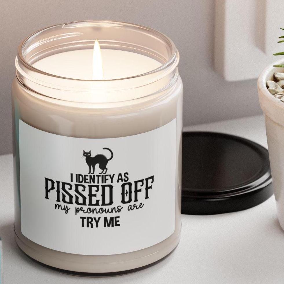 Pissed Off Scented Soy Candle, Try Me Candle, 9oz, Fall Candle Gift, Funny Candle, Candle Pronouns, Halloween Candle, Humorous Gift, Unisex