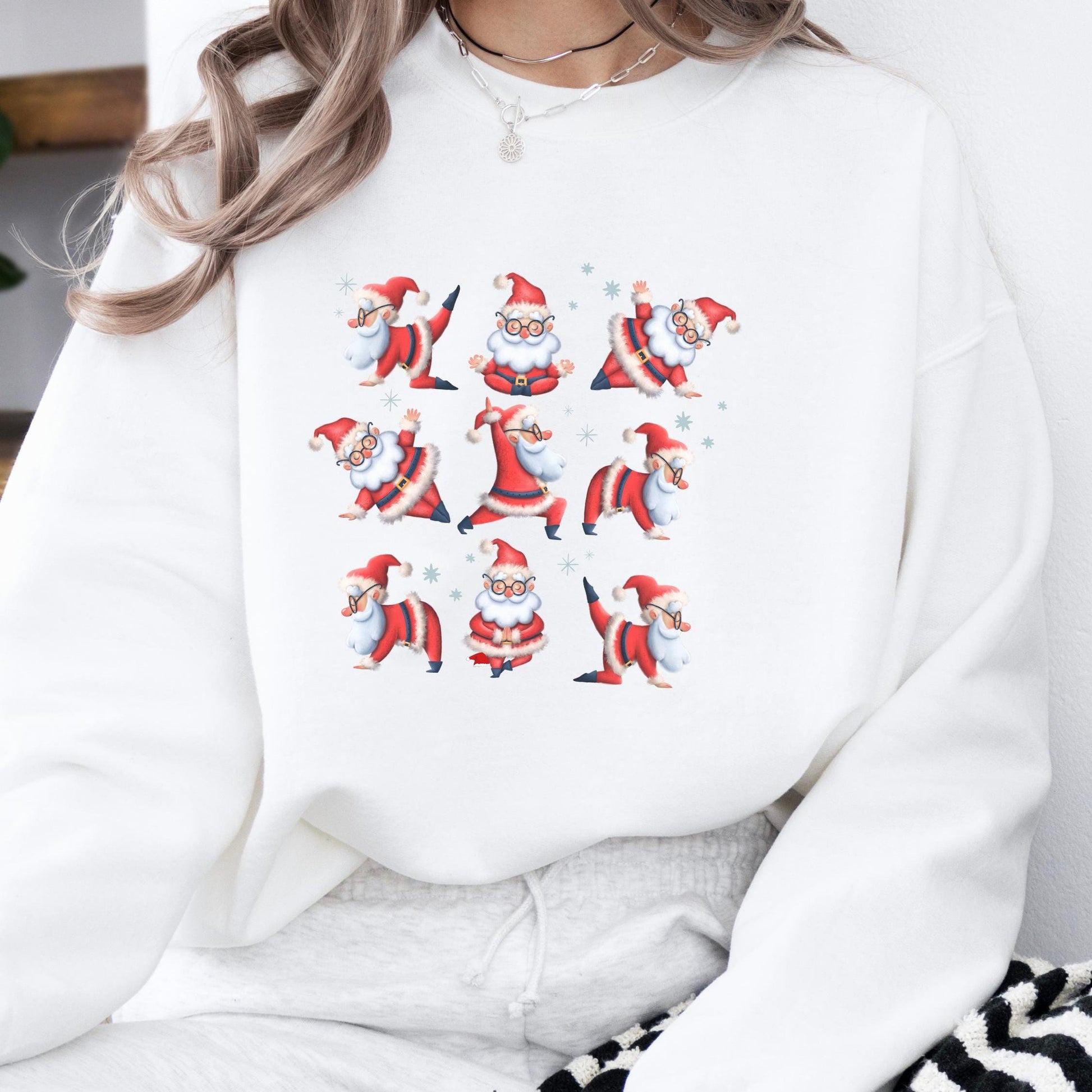 Crewneck Sweatshirt Santa Yoga Adult, Zen Holiday Life, Chillin Santa,Christmas Gift, Family Gift for the Holidays, Matching Shirts
