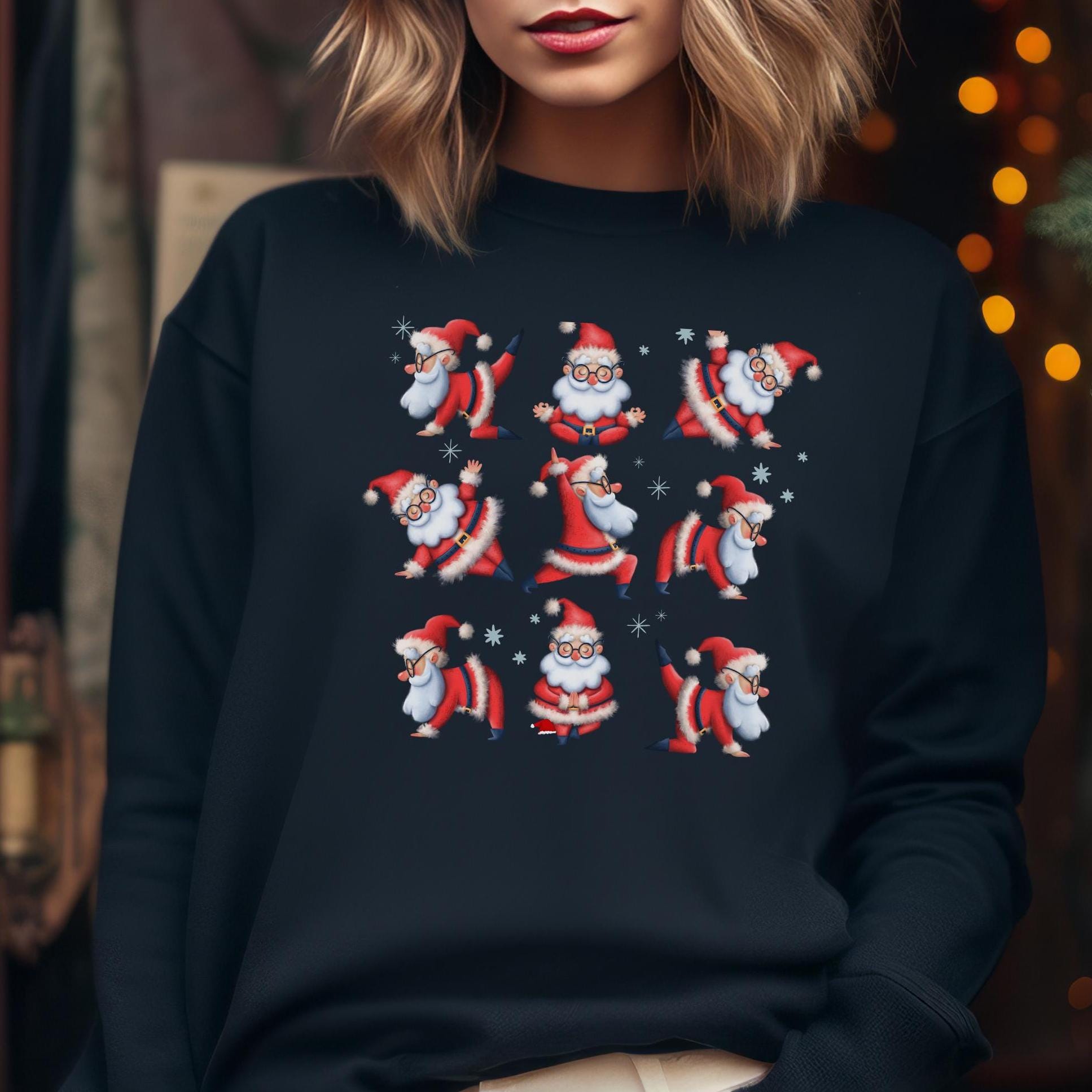 Crewneck Sweatshirt Santa Yoga Adult, Zen Holiday Life, Chillin Santa,Christmas Gift, Family Gift for the Holidays, Matching Shirts