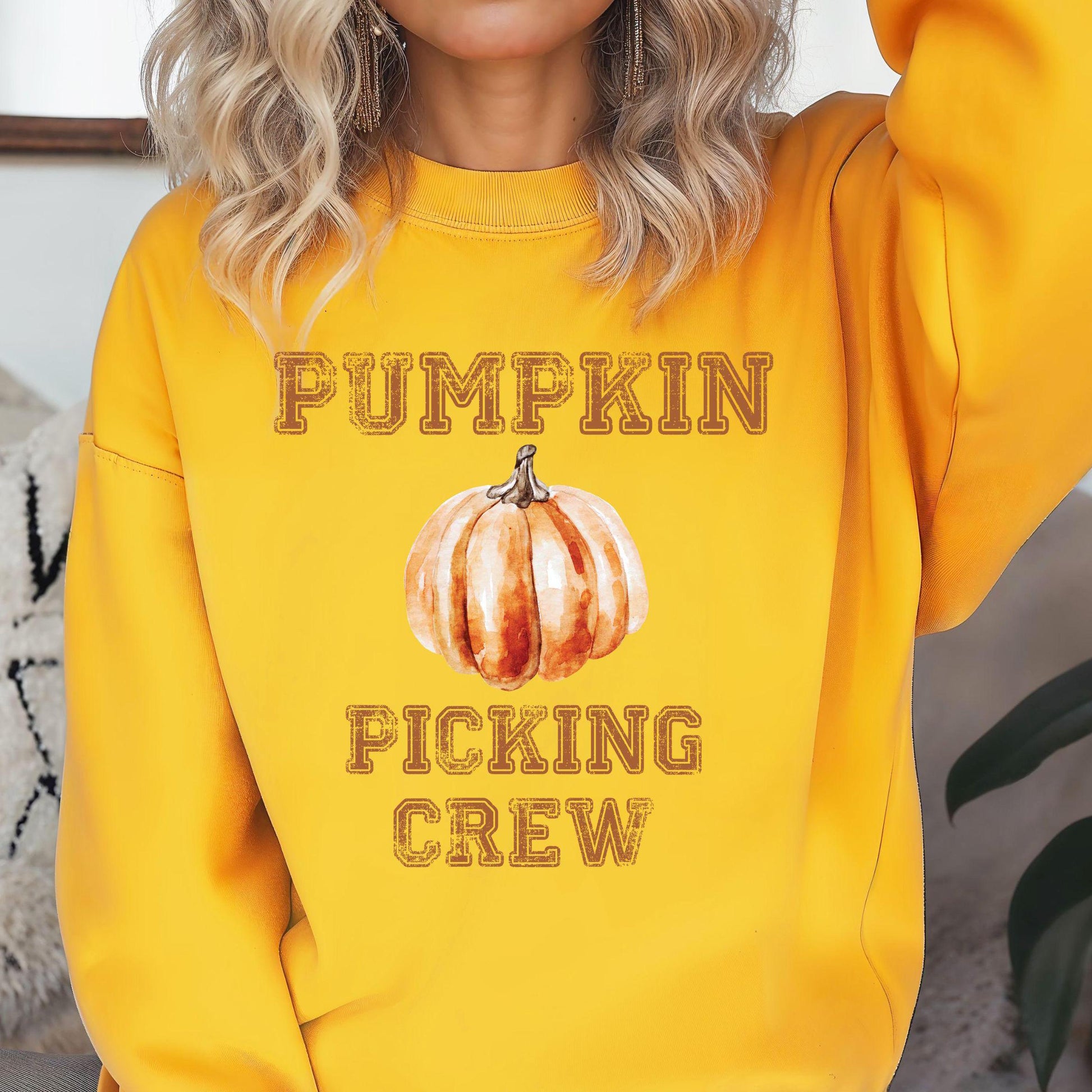 Pumpkin Picking Crew Crewneck Sweatshirt,Family Halloween Sweatshirt, Halloween apparel ,Group Halloween sweatshirt,Trick or treat shirt