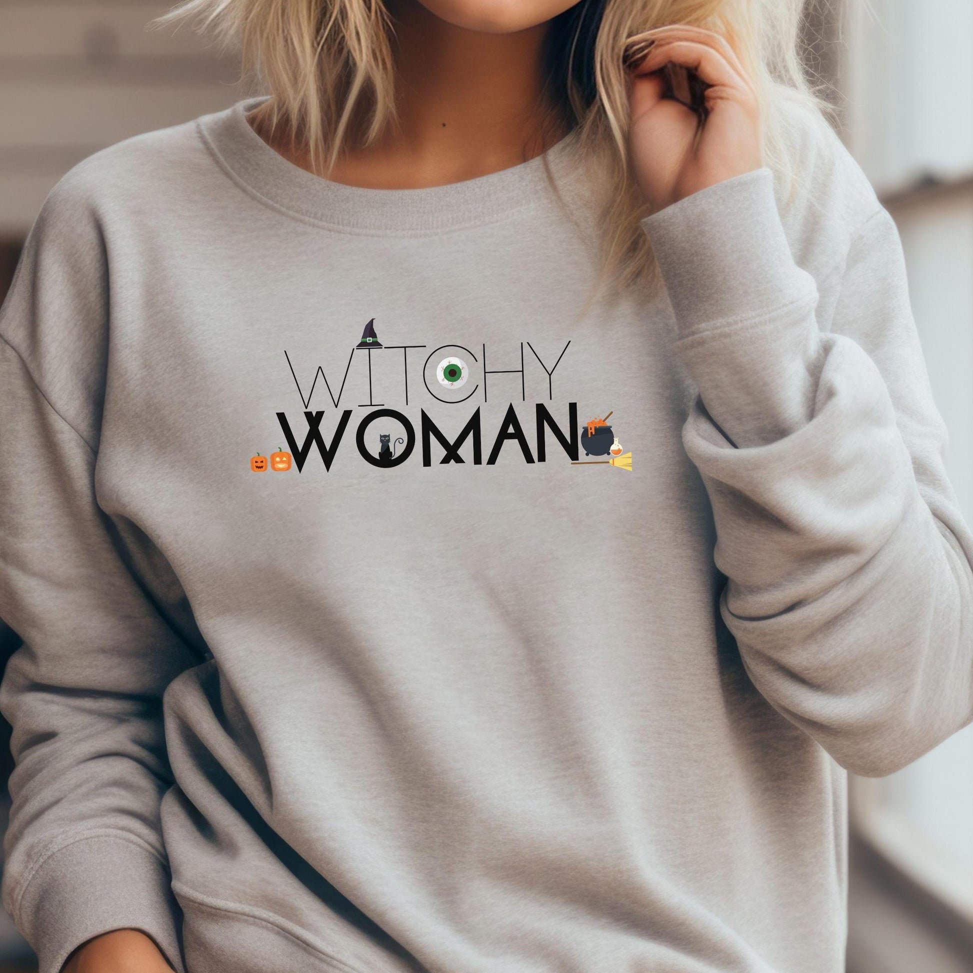 Witchy Woman, Halloween Crewneck Sweatshirt, Halloween apparel, Cozy Halloween sweatshirt, Trick or treat shirt, Retro Apparel,Modern