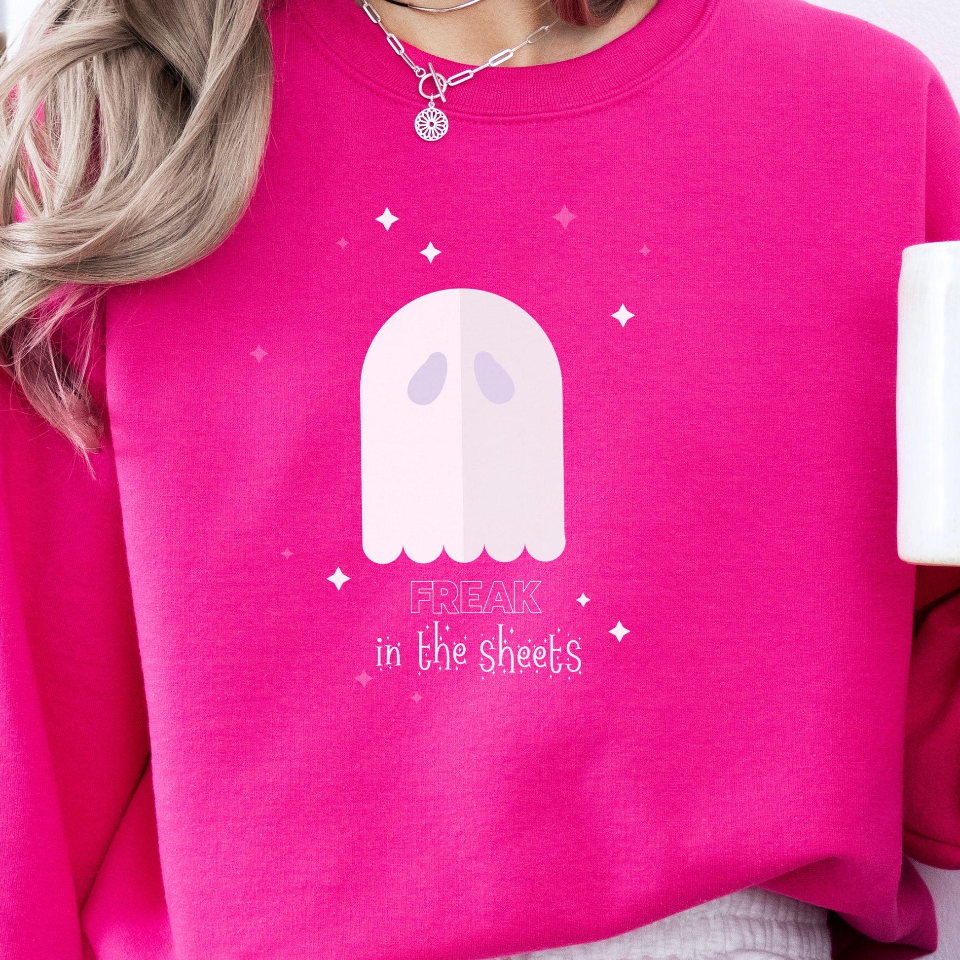 Freak In The Sheets, Halloween Crewneck Sweatshirt, Halloween apparel, Cozy Halloween sweatshirt, Trick or treat shirt, Retro Apparel