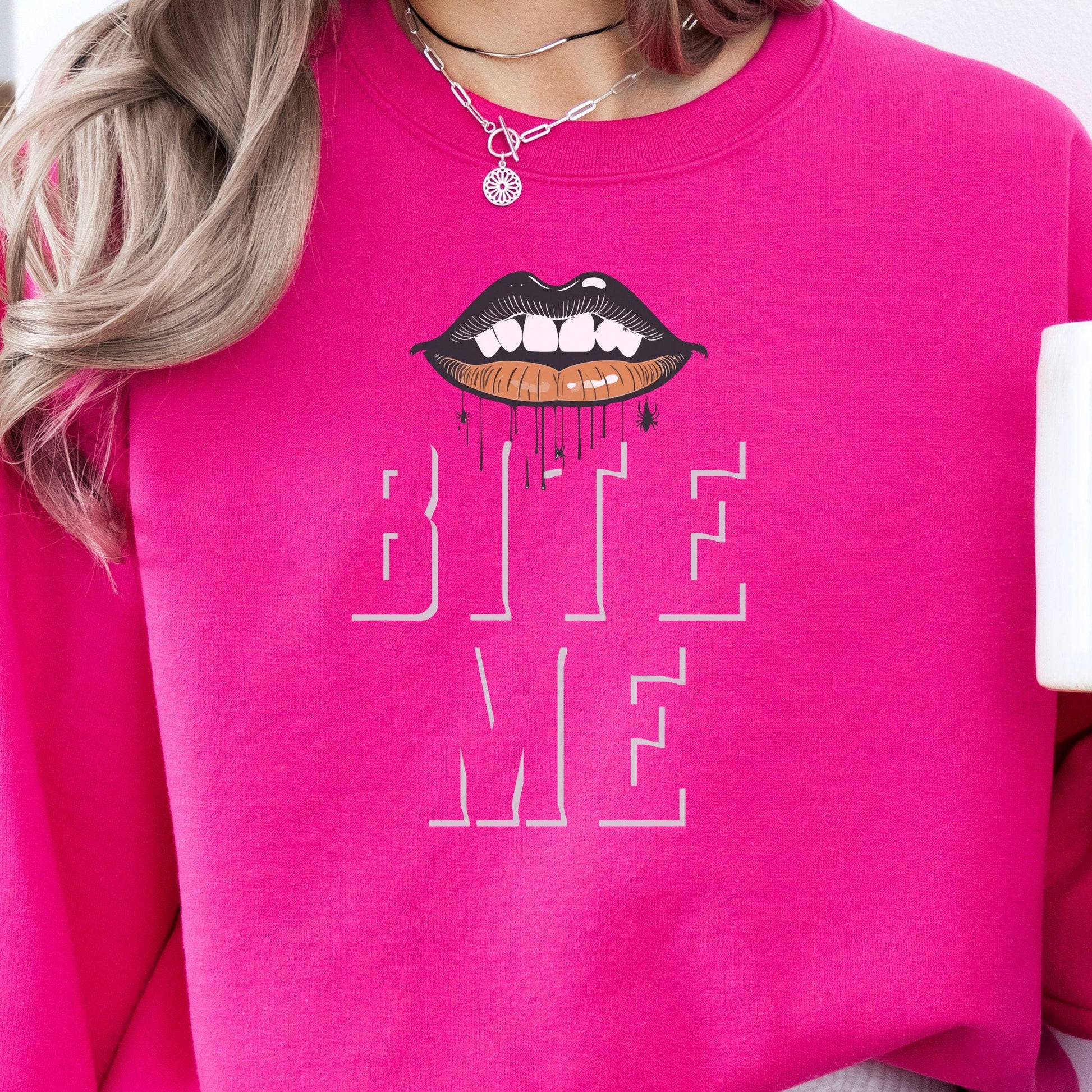 BITE ME Crewneck Sweatshirt,Halloween Sweatshirt, Halloween apparel, CozyHalloween sweatshirt, Trick or treat shirt,Sassy Halloween, Modern