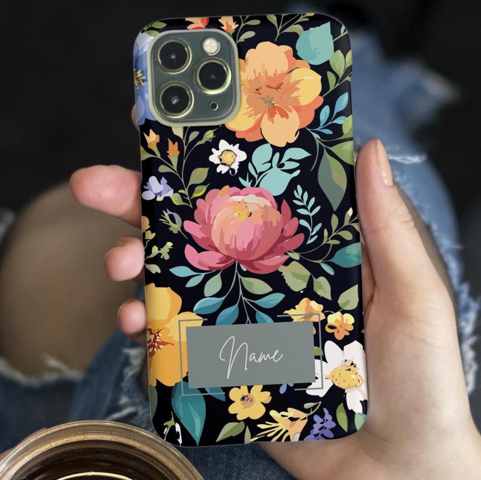Vintage Floral Custom Tough Magnetic Phone Case - Personalized Protective Phone Cover, Strong Magnet Case, iPhone 14 & 15, Tough Phone Shell