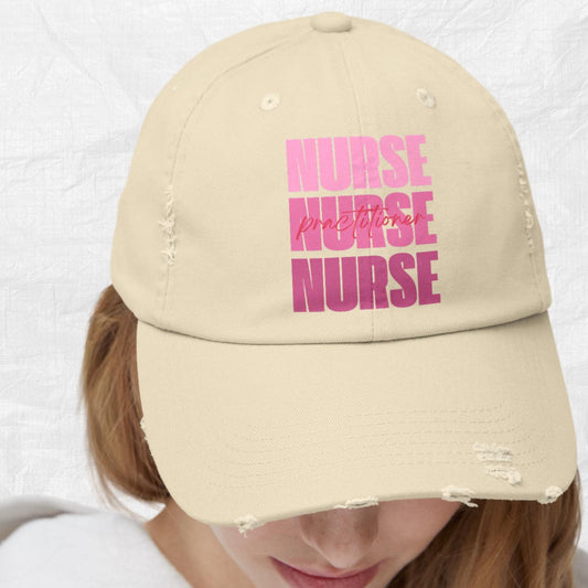 Nurse Practitioner Cap, Medical Hat, Healthcare Gift, Unisex Nurse Graduation Cap, Vintage Style Nurse Hat, Distressed Nursing Cap, Gift