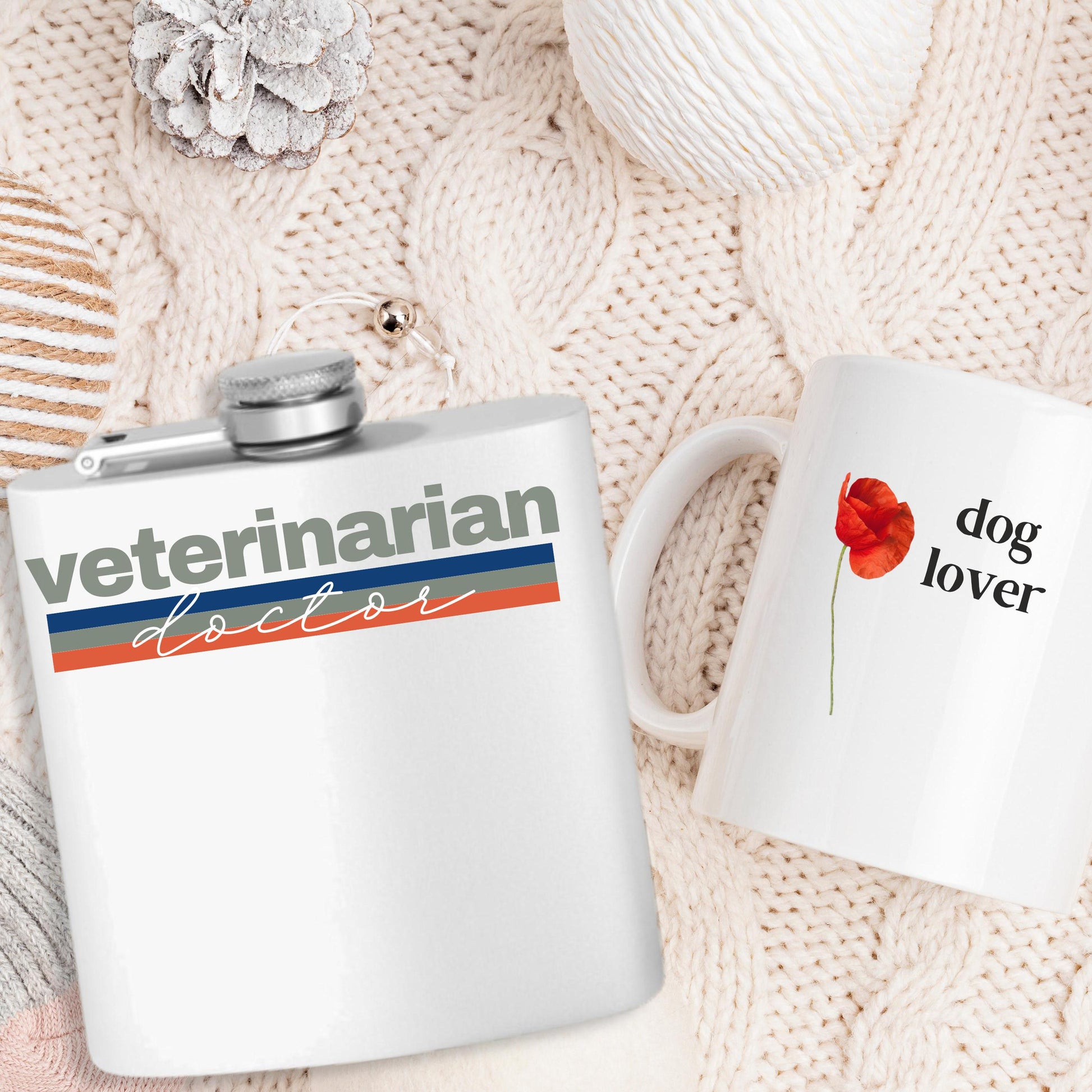 Veterinarian Doctor Stainless Steel Flask, 6oz - Animal Lover Gift, Medical Professional Present, Custom Engraved Hip Flask, Pet Clinic