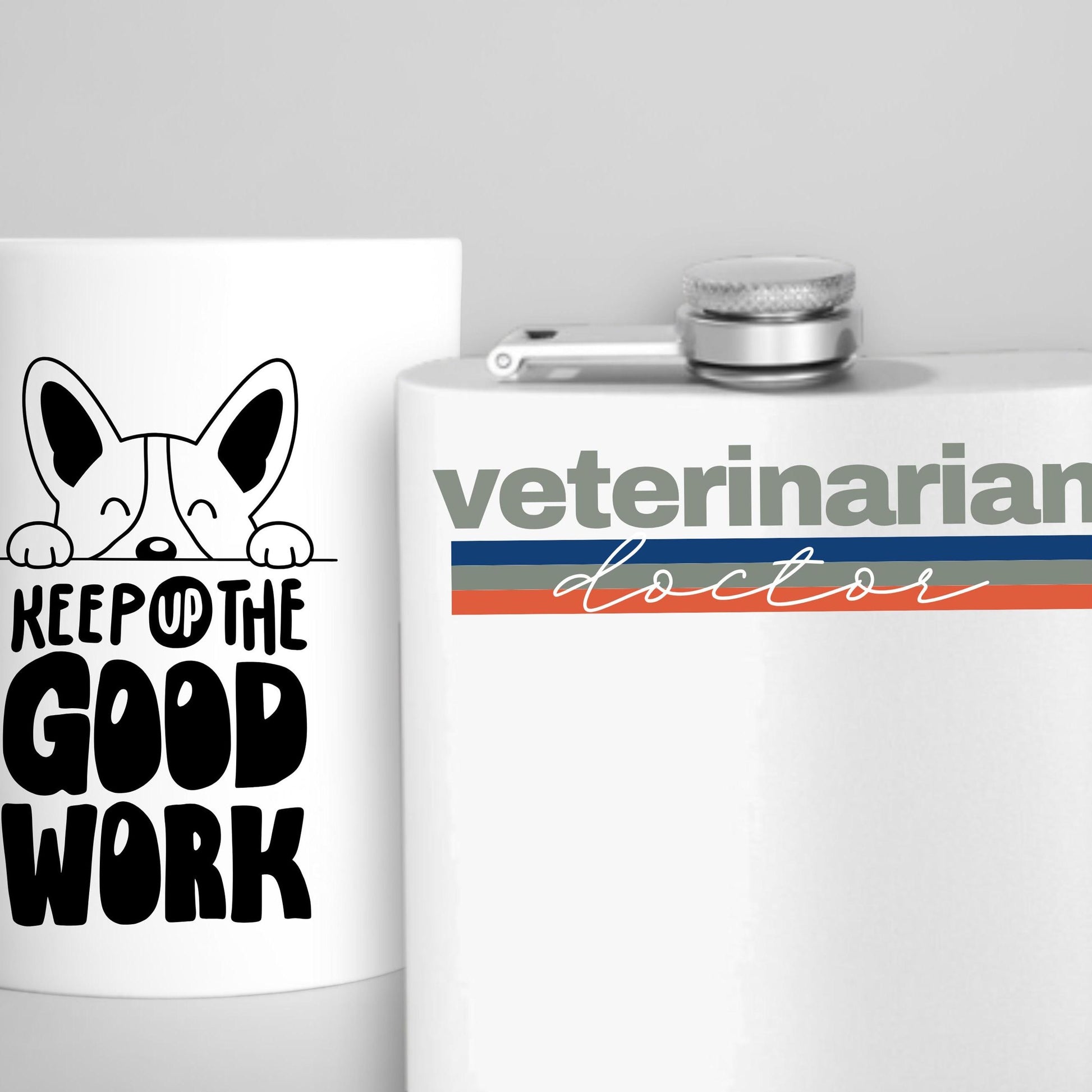 Veterinarian Doctor Stainless Steel Flask, 6oz - Animal Lover Gift, Medical Professional Present, Custom Engraved Hip Flask, Pet Clinic