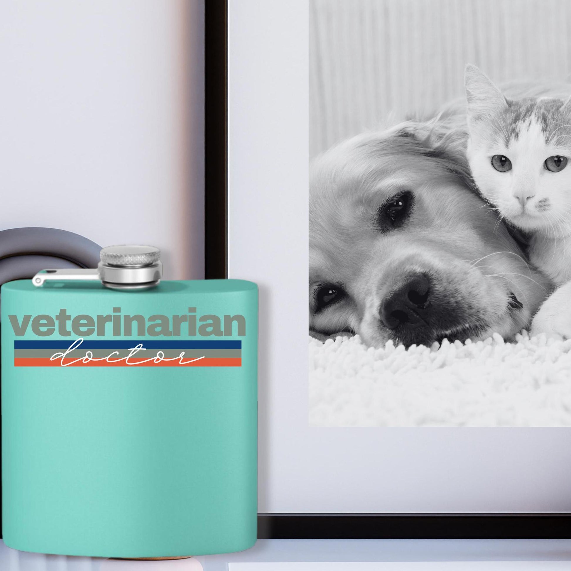 Veterinarian Doctor Stainless Steel Flask, 6oz - Animal Lover Gift, Medical Professional Present, Custom Engraved Hip Flask, Pet Clinic