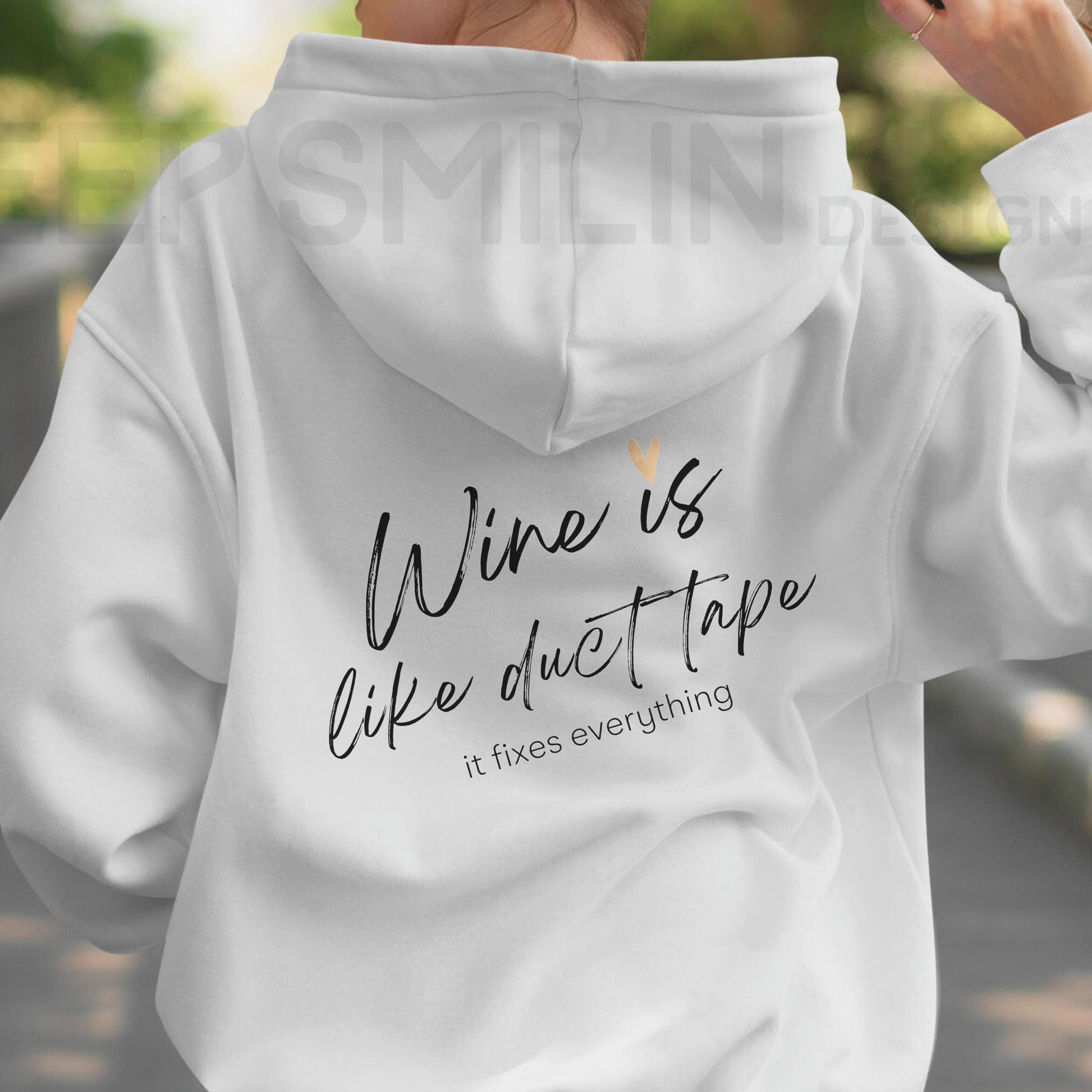 Wine Lover Hoodie, Funny Wine Sweatshirt, Wine Drinker Gift, Fix Everything Duct Tape Pullover, Unisex Hooded Jumper