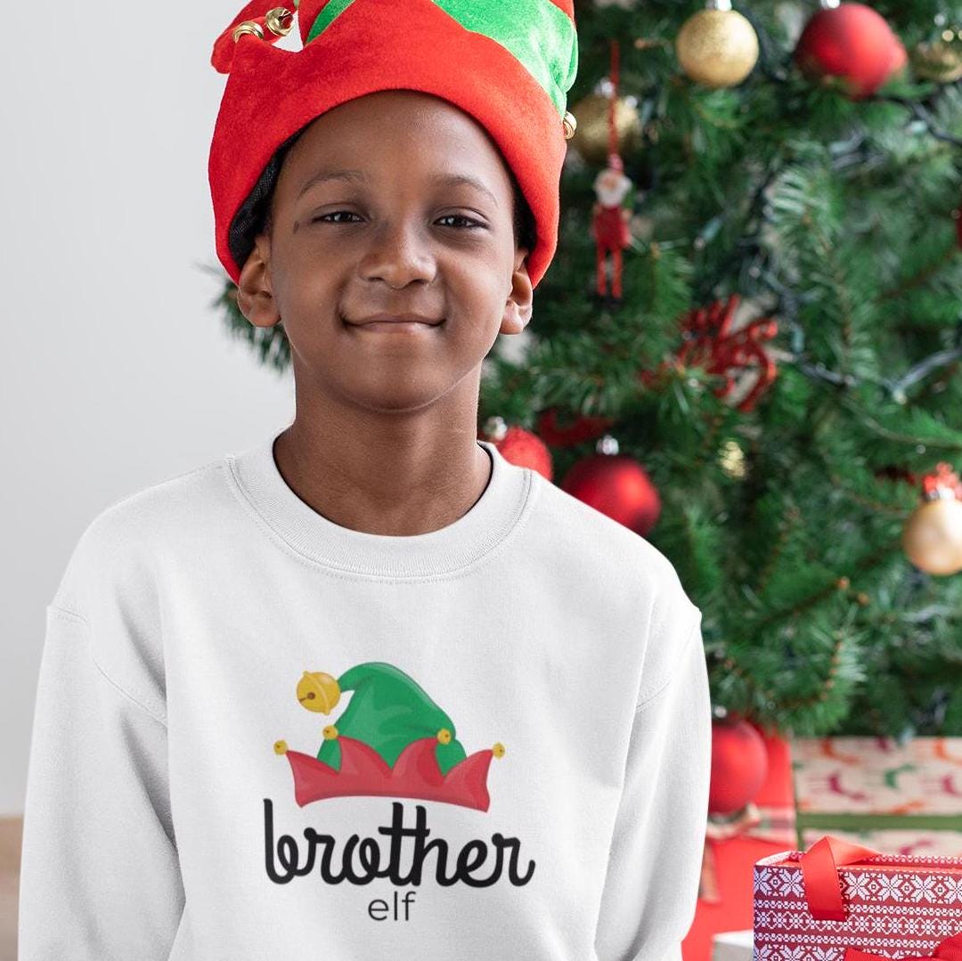 Brother Elf Youth Crewneck Sweatshirt,Elf Crew Family Christmas, Holiday Kids Outfit, Matching Family Shirts, Christmas Outfit for Kids