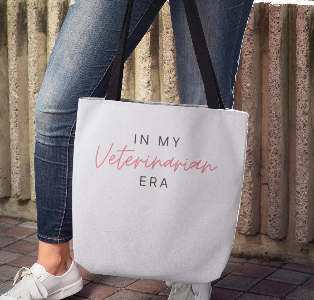 Veterinarian Era Tote Bag - Animal Lover Gift, Pet Owner Carryall, Veterinary Student Shoulder Bag, Cute Paw Print Shopping Tote, Gift Bag