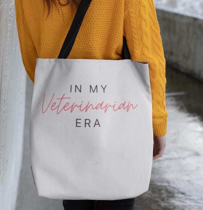 Veterinarian Era Tote Bag - Animal Lover Gift, Pet Owner Carryall, Veterinary Student Shoulder Bag, Cute Paw Print Shopping Tote, Gift Bag