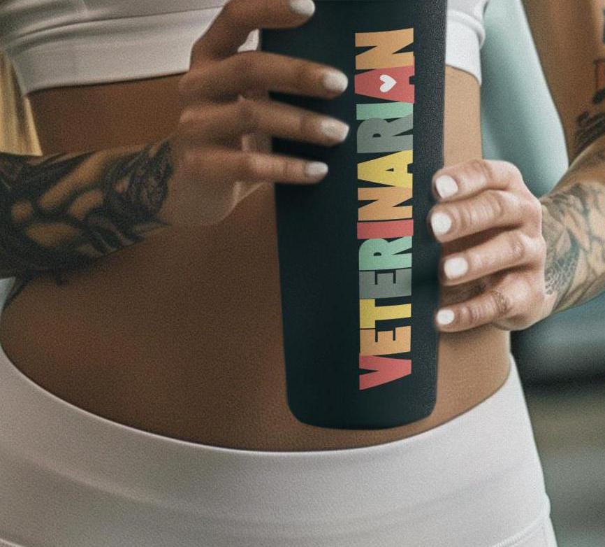 Veterinarian Tumbler 20oz, Animal Lover Gift, Vet Tech Cup, Vet Assistant Gift, Travel Mug for Animal Lovers, Veterinary Medicine Tumbler