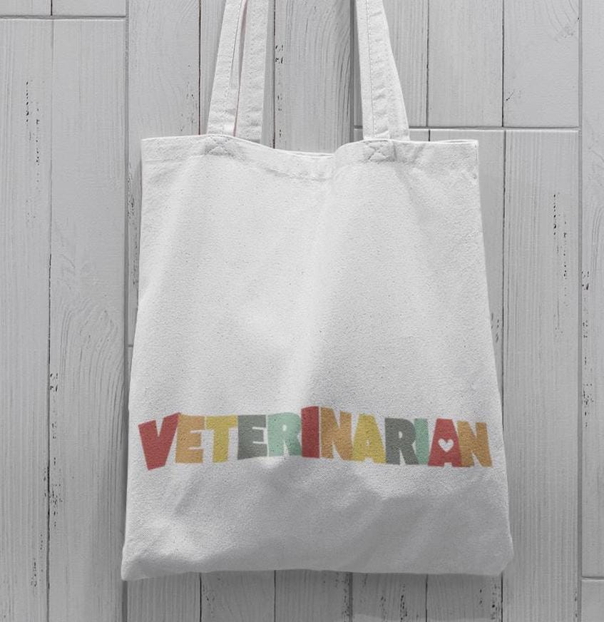 Veterinarian Tote Bag - Cute Animal Lover Gift, Pet Owner Carry All, Dog Cat Vet Appreciation, Animal Clinic Nurse Purse, Vet Tech Shoulder