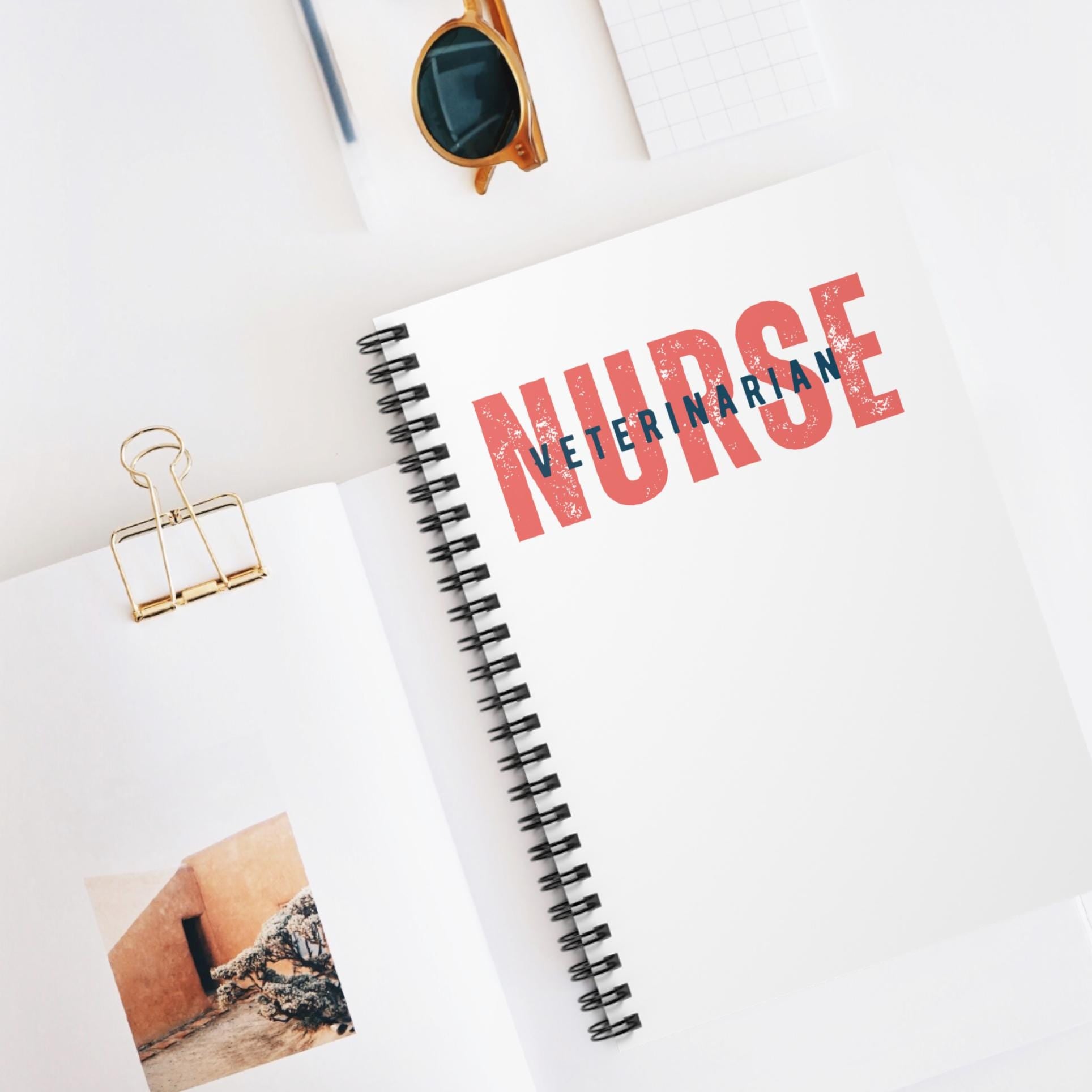 Veterinarian Nurse Journal, Spiral Notebook for Notes, Ruled Line Planner, Animal Lover Diary, Gift for Vet Tech, Pet Care Organizer