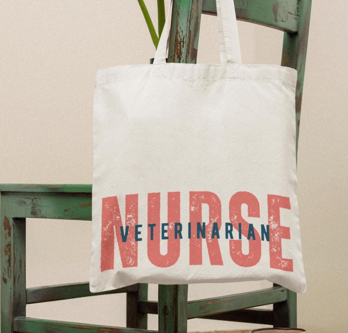 Veterinarian Nurse Tote Bag, Animal Lover Gift, Canvas Handbag, Veterinary Student Gift, Pet Care Tote, Nurse Appreciation Bag
