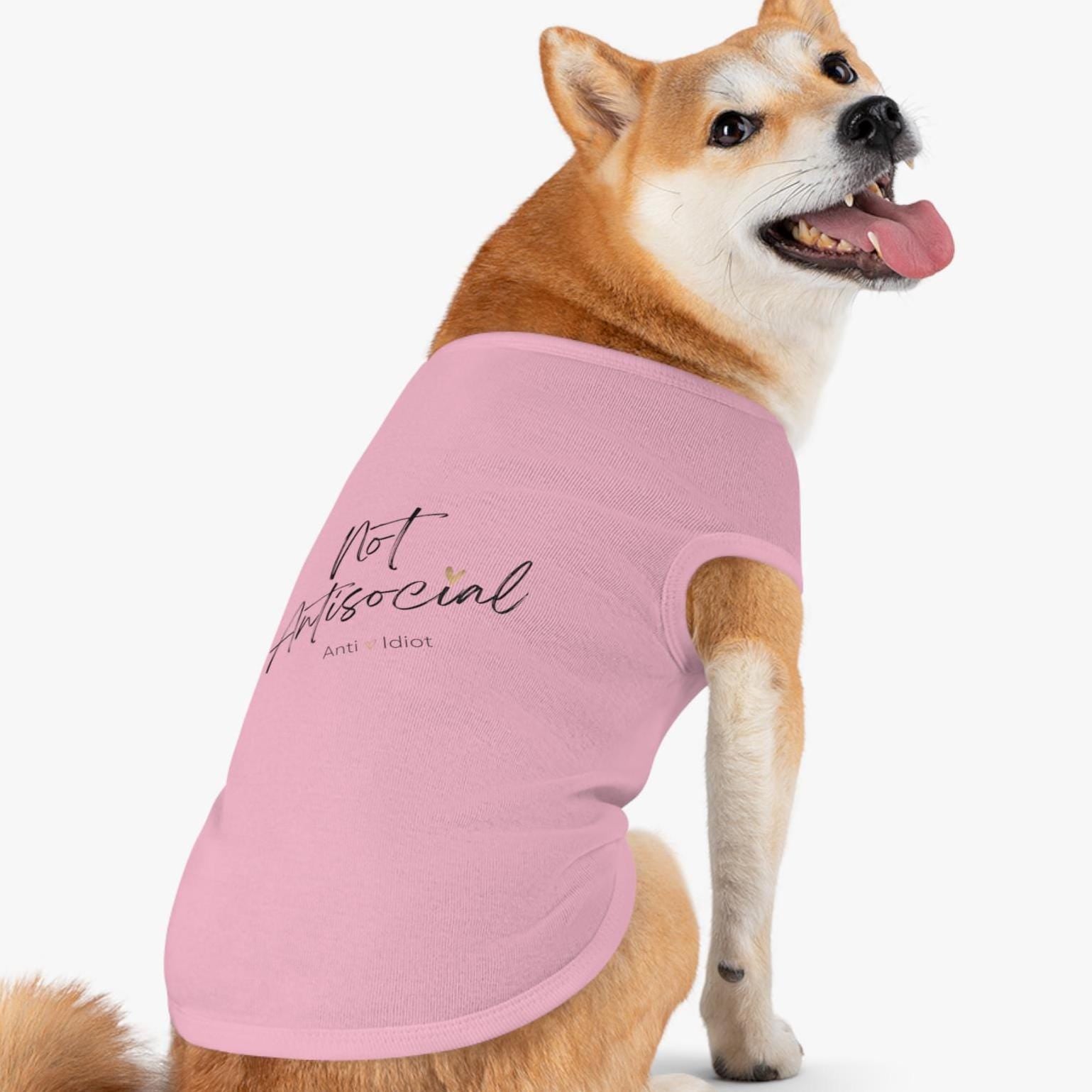 Dog Tank Top, Funny Pet Shirt, Not Antisocial-anti idiot,Dog Lover Gift,Cute Doggie Tee, Quirky Animal Apparel, pet matching shirt,Gift Dog