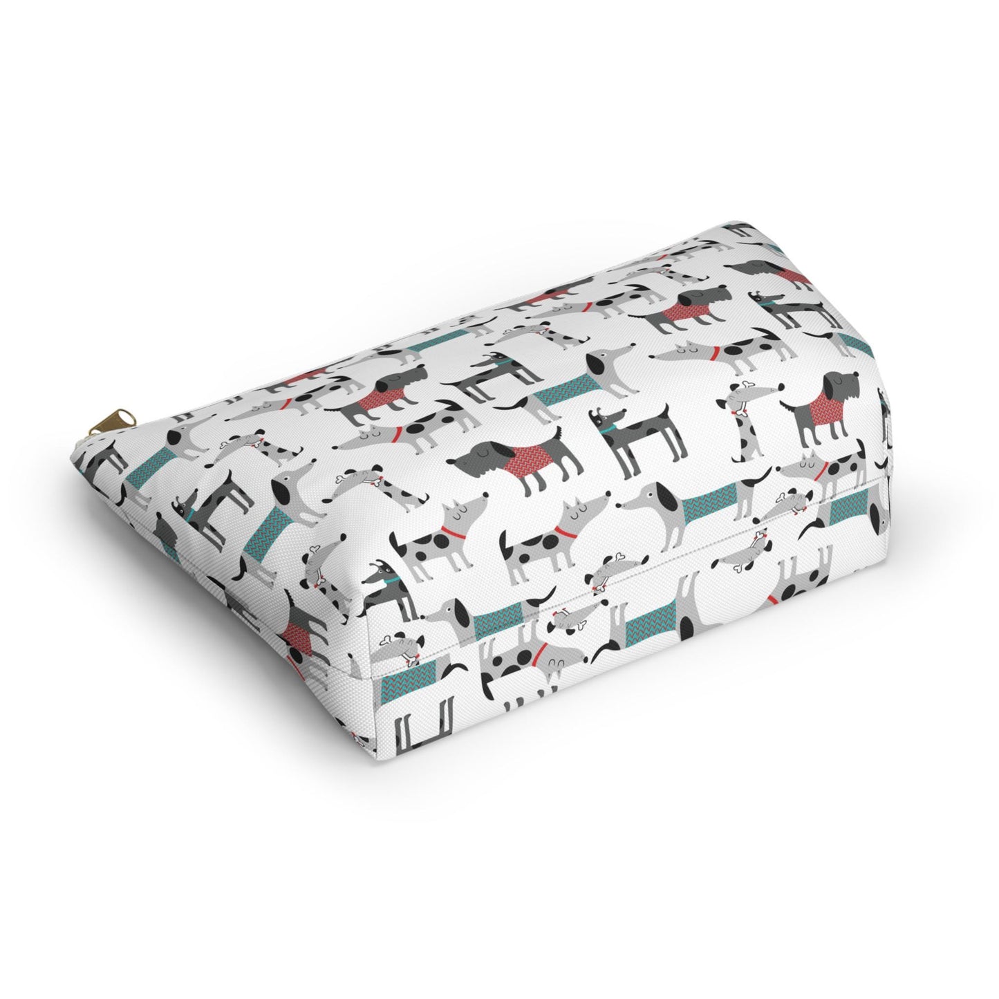 Dog Lover Print Accessory Pouch with T-bottom, Dog Mom Gift, Zipper Makeup Bag, Cute Pet Owner Travel Organizer, Paw Print Clutch, Animal