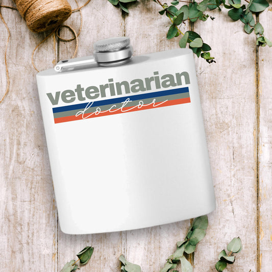 Veterinarian Doctor Stainless Steel Flask, 6oz - Animal Lover Gift, Medical Professional Present, Custom Engraved Hip Flask, Pet Clinic