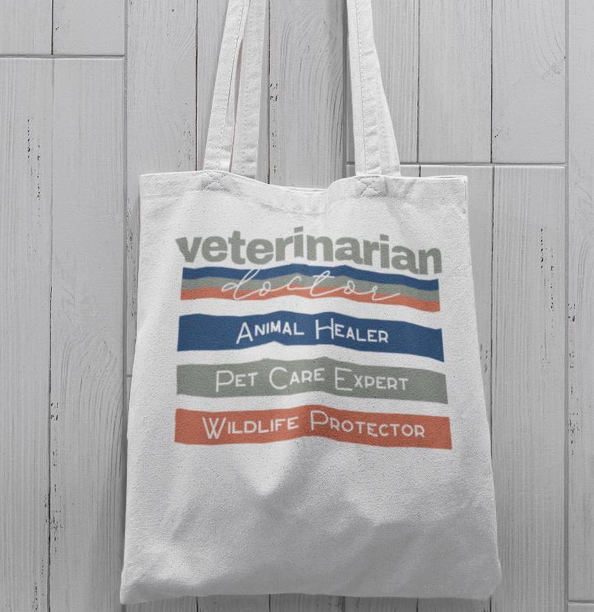 Veterinarian Doctor Tote Bag, Animal Lover Gift, Pet Owner Accessories, Medical Professional Carryall, Cute Vet Tech Purse