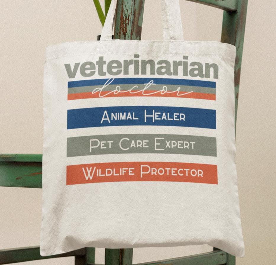 Veterinarian Doctor Tote Bag, Animal Lover Gift, Pet Owner Accessories, Medical Professional Carryall, Cute Vet Tech Purse