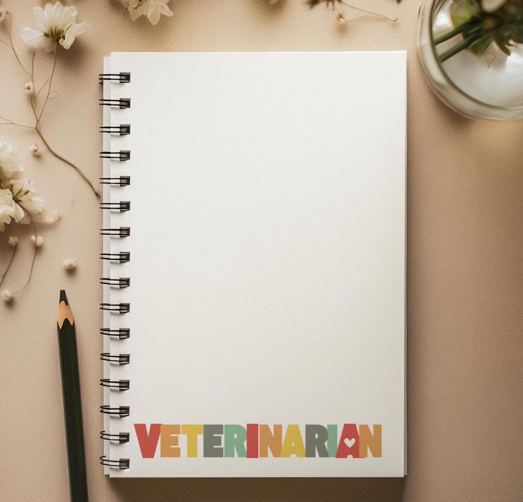 Veterinarian Journal - Spiral Notebook, Ruled Line, Pet Lover Diary, Animal Care Planner, Vet Student Gift, Holiday Gift, Grad Gift