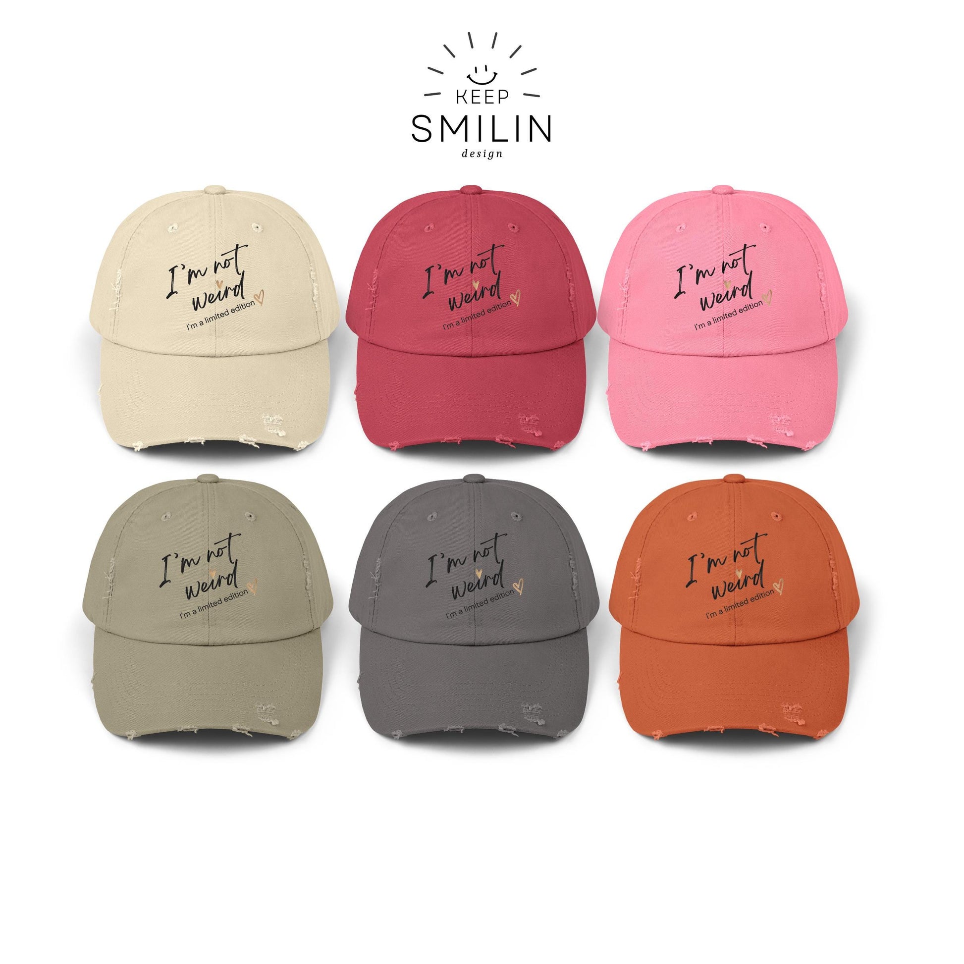 Embroidered Distressed Cap "I'm not Weird, I'm a limited Edition", Unique Baseball Hat Gift, Vintage Style Dad Hat, Funny Quote Cap, Unisex