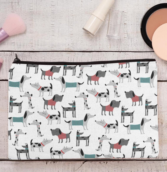Dog Lover Print Accessory Pouch with T-bottom, Dog Mom Gift, Zipper Makeup Bag, Cute Pet Owner Travel Organizer, Paw Print Clutch, Animal