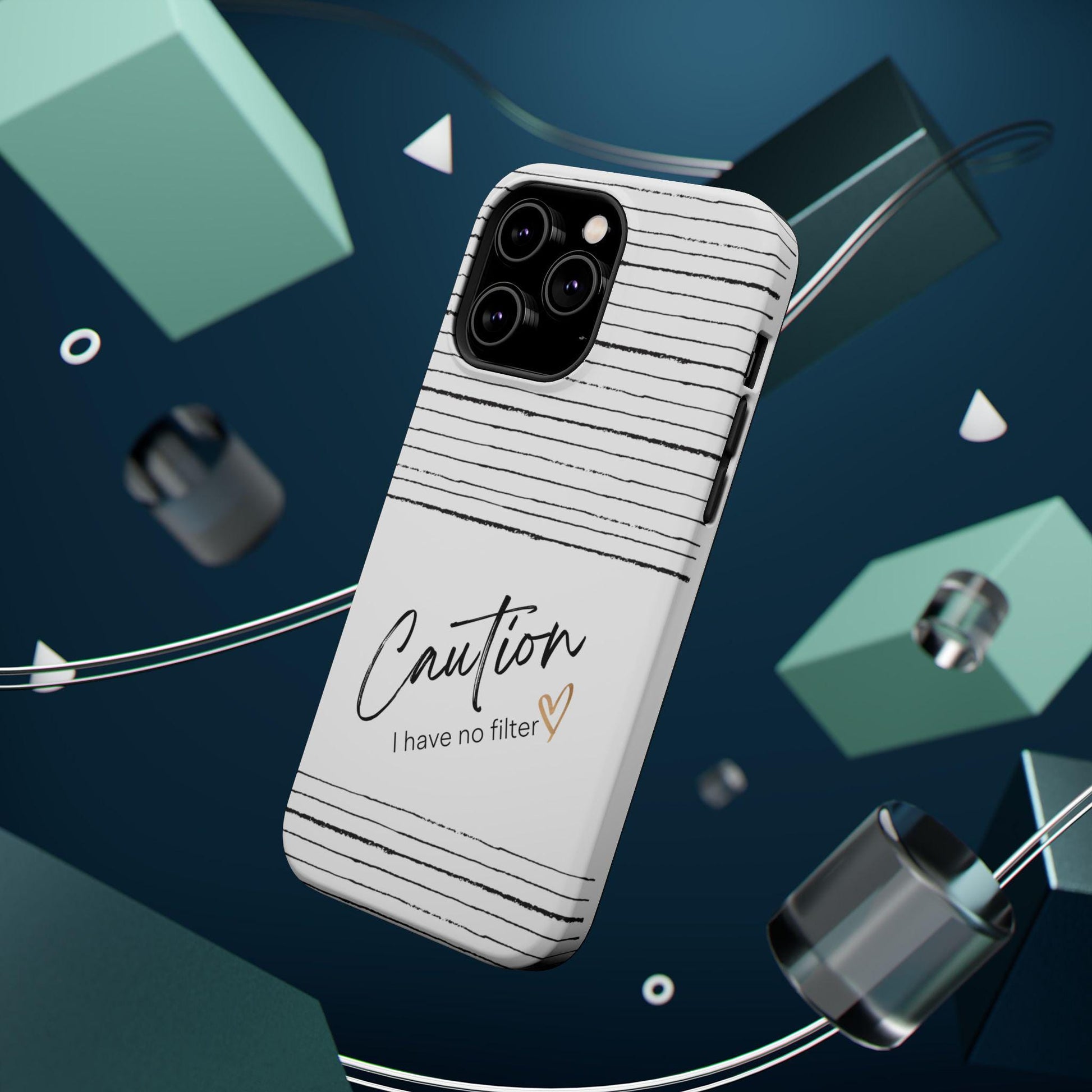 Funny Caution I Have No Filter iPhone MAG Case, Sarcastic Phone Cover, Magnetic Tough Cases, Snarky Phone Accessory, Witty Tech Protector,