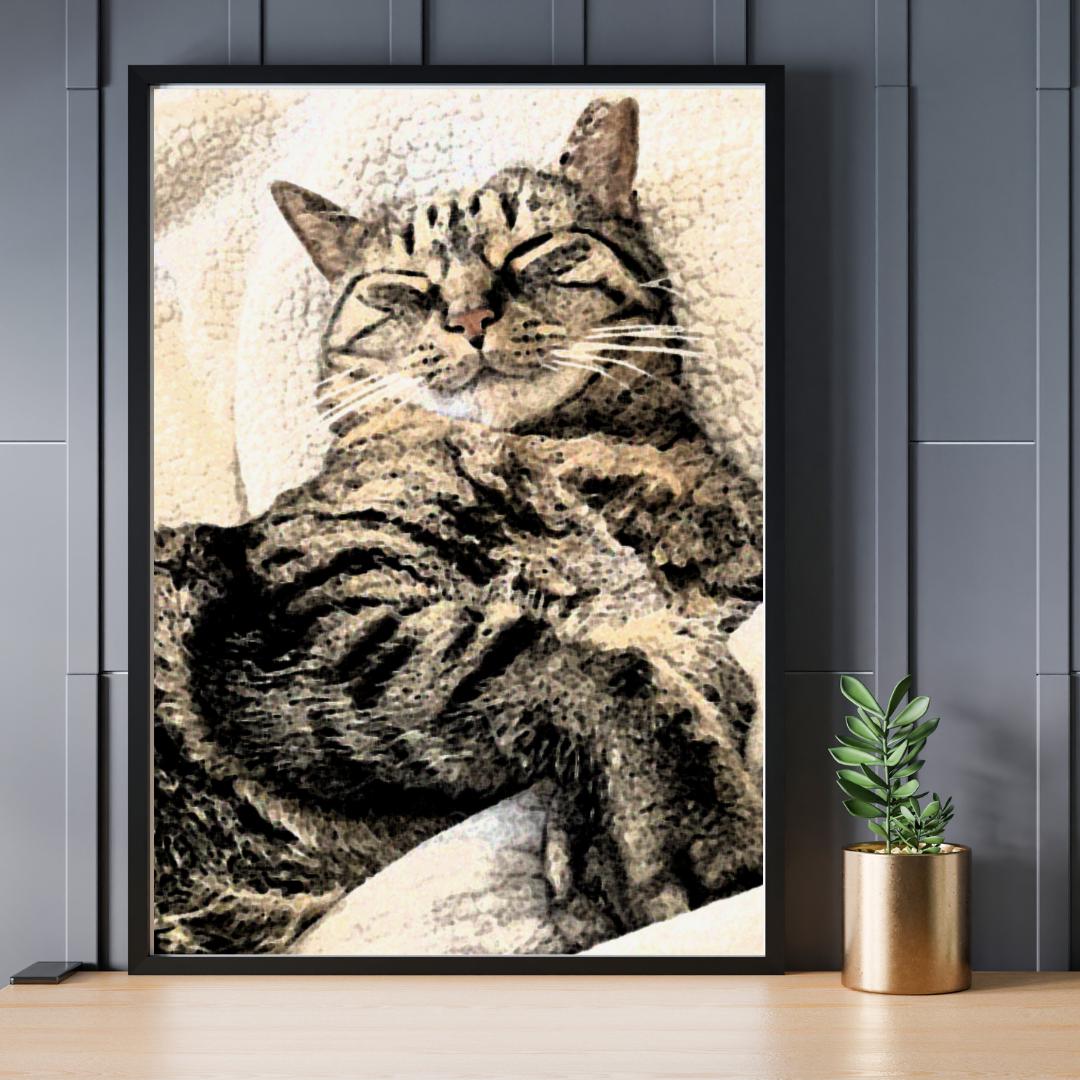Cat Lover Vertical Poster, Matte Wall Art Print, Cute Kitten Home Decor, Feline Animal Artwork, Cat Mom Gift, Whimsical Kitty Room Decor,