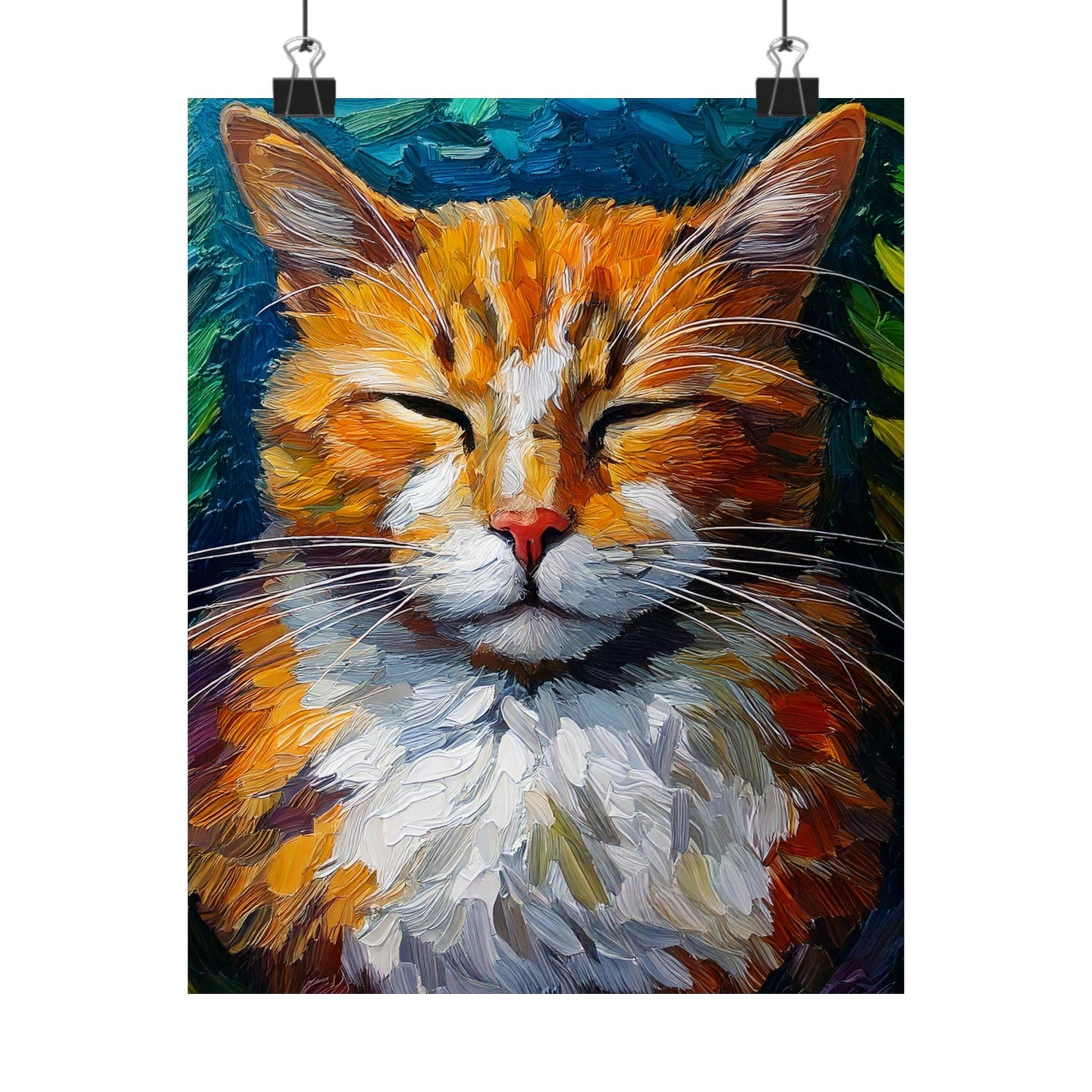 Cat Lover Matte Vertical Poster - Beautiful Sleeping Feline Art Print, Kitty Wall Decor, Cute Animal Gift, Cat Mom Dorm Room Decoration, Pet