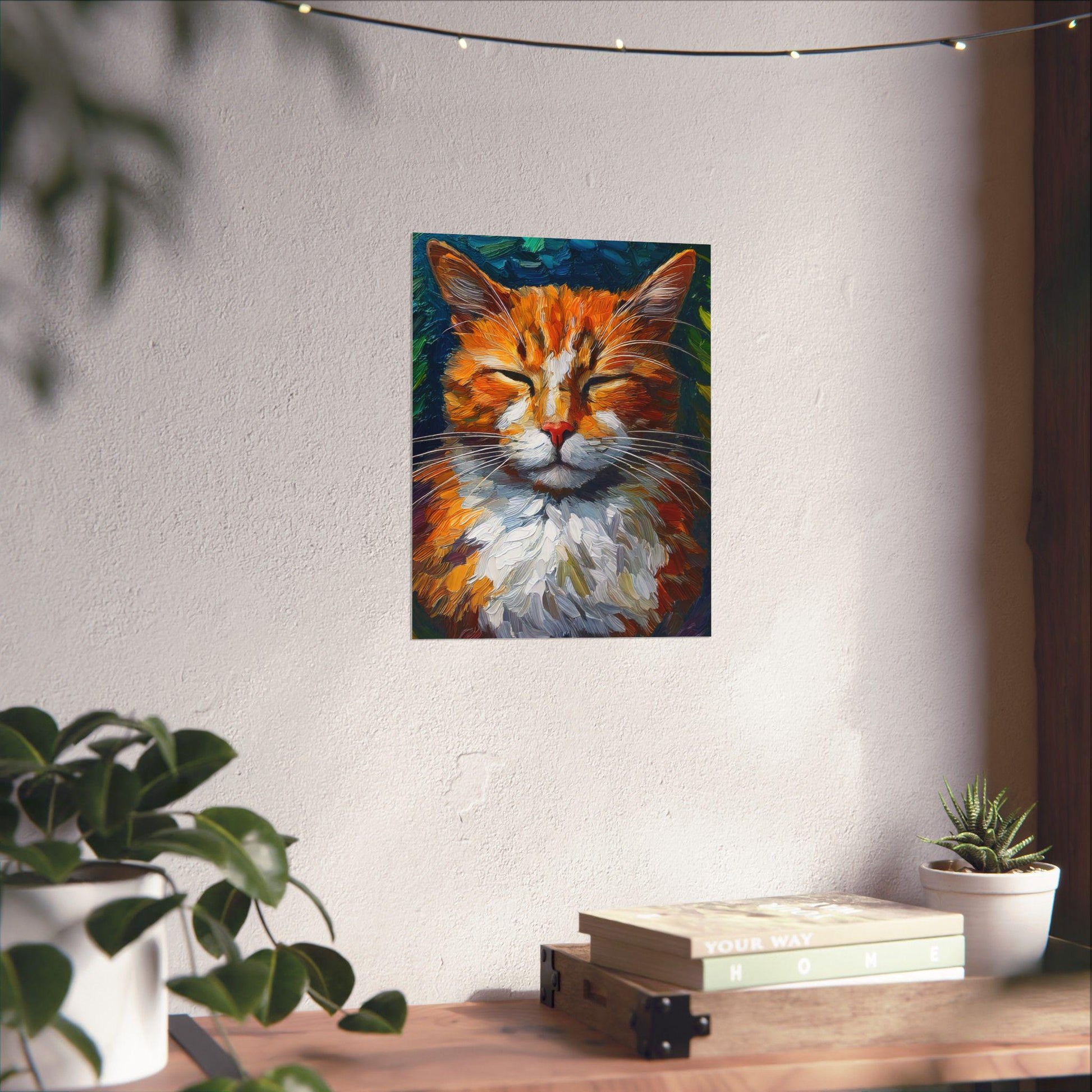 Cat Lover Matte Vertical Poster - Beautiful Sleeping Feline Art Print, Kitty Wall Decor, Cute Animal Gift, Cat Mom Dorm Room Decoration, Pet