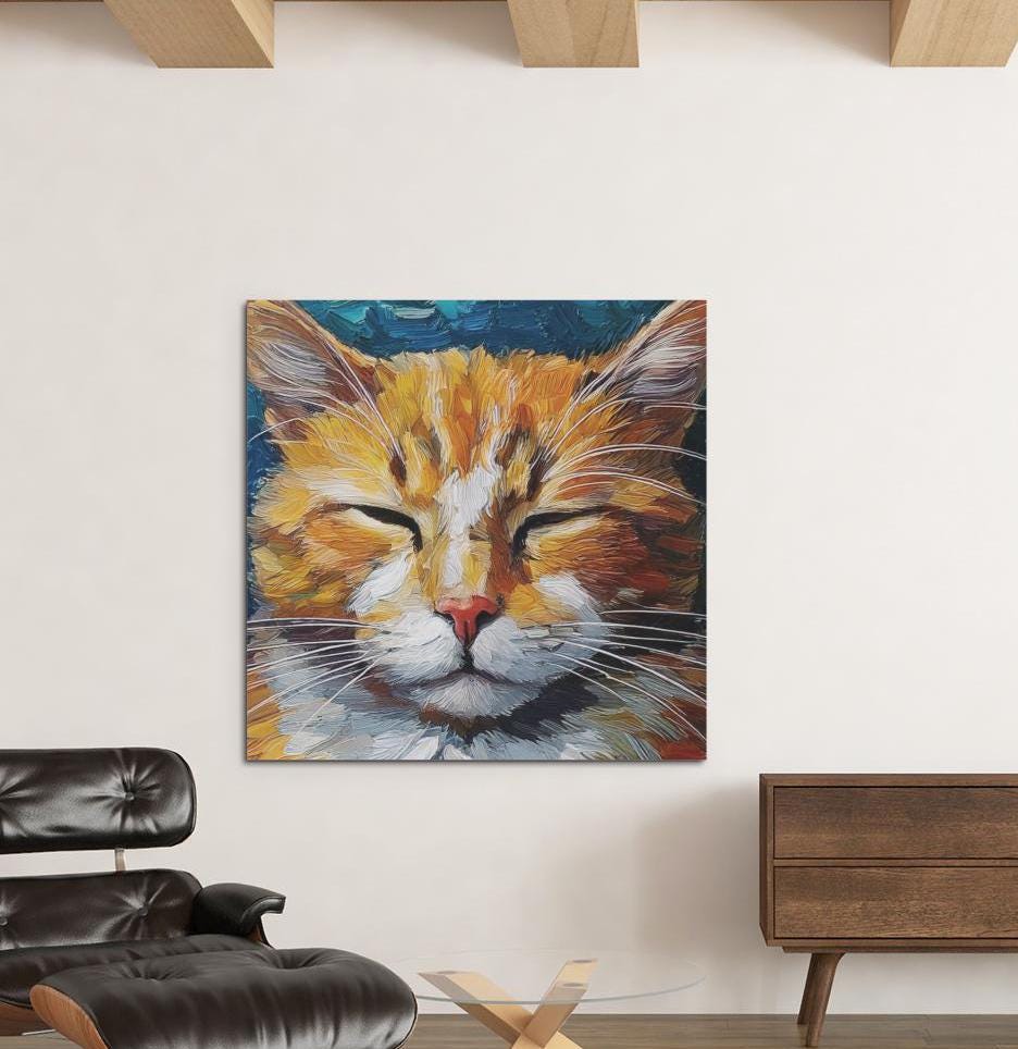 Cat Lover Matte Vertical Poster - Beautiful Sleeping Feline Art Print, Kitty Wall Decor, Cute Animal Gift, Cat Mom Dorm Room Decoration, Pet