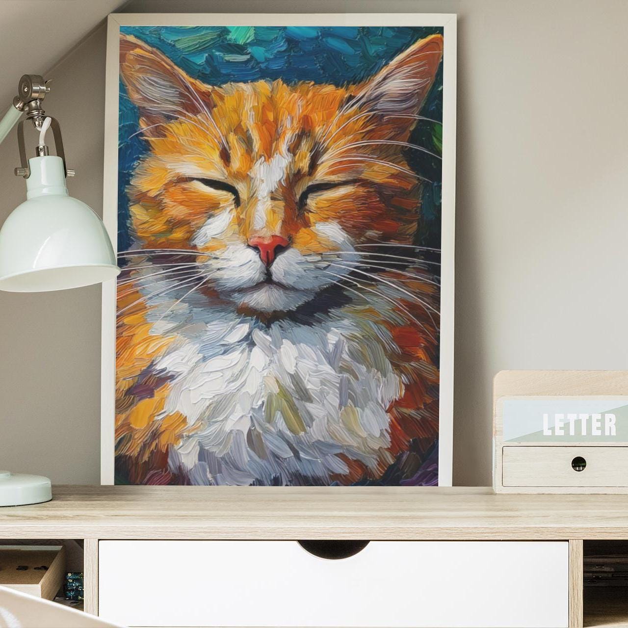 Cat Lover Matte Vertical Poster - Beautiful Sleeping Feline Art Print, Kitty Wall Decor, Cute Animal Gift, Cat Mom Dorm Room Decoration, Pet