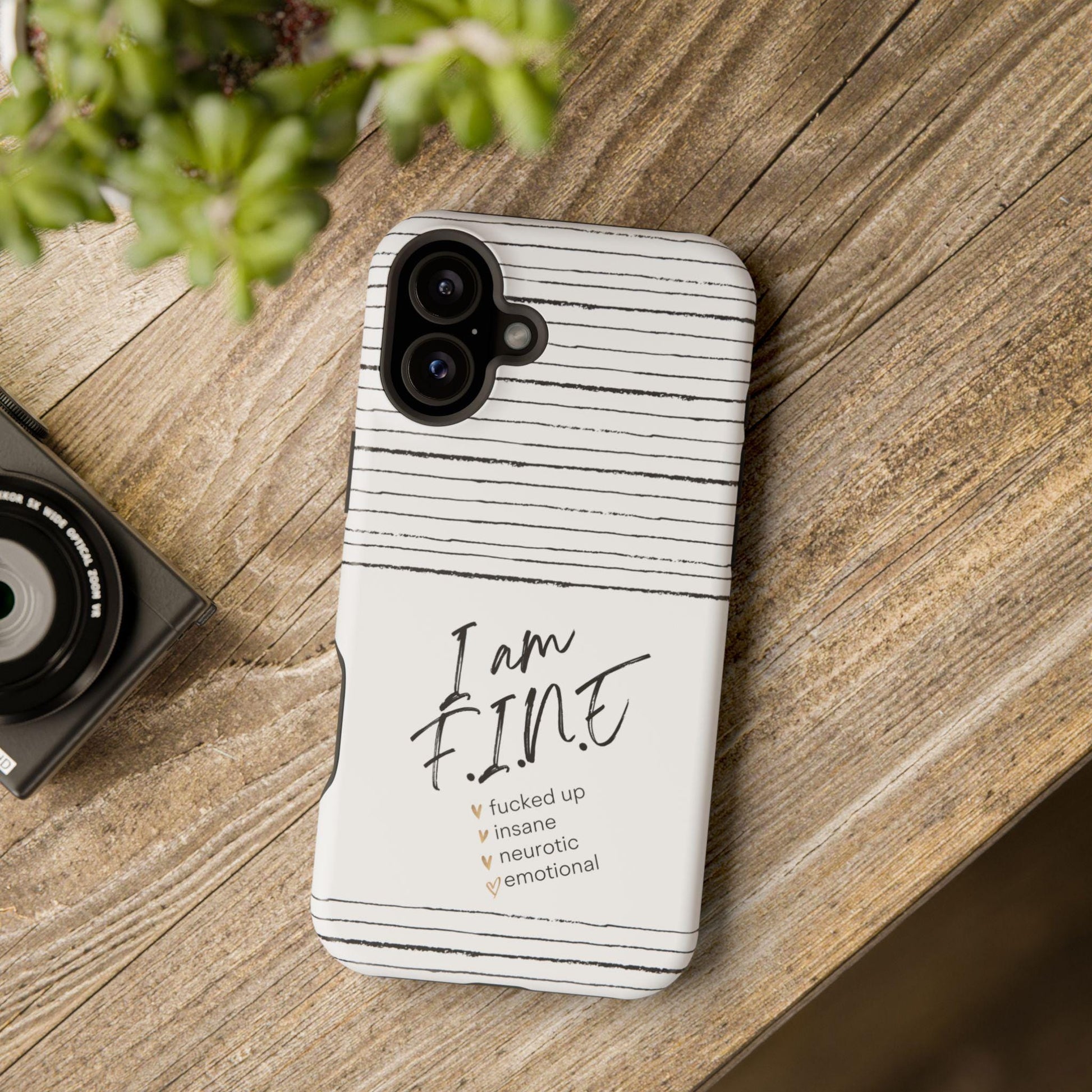 Im FINE iPhone MAG Case, Tough Protective Phone Cover for Apple, Strong Magnetic Phone Holder, Phone Grip Stand, Custom Quote Phone Shell