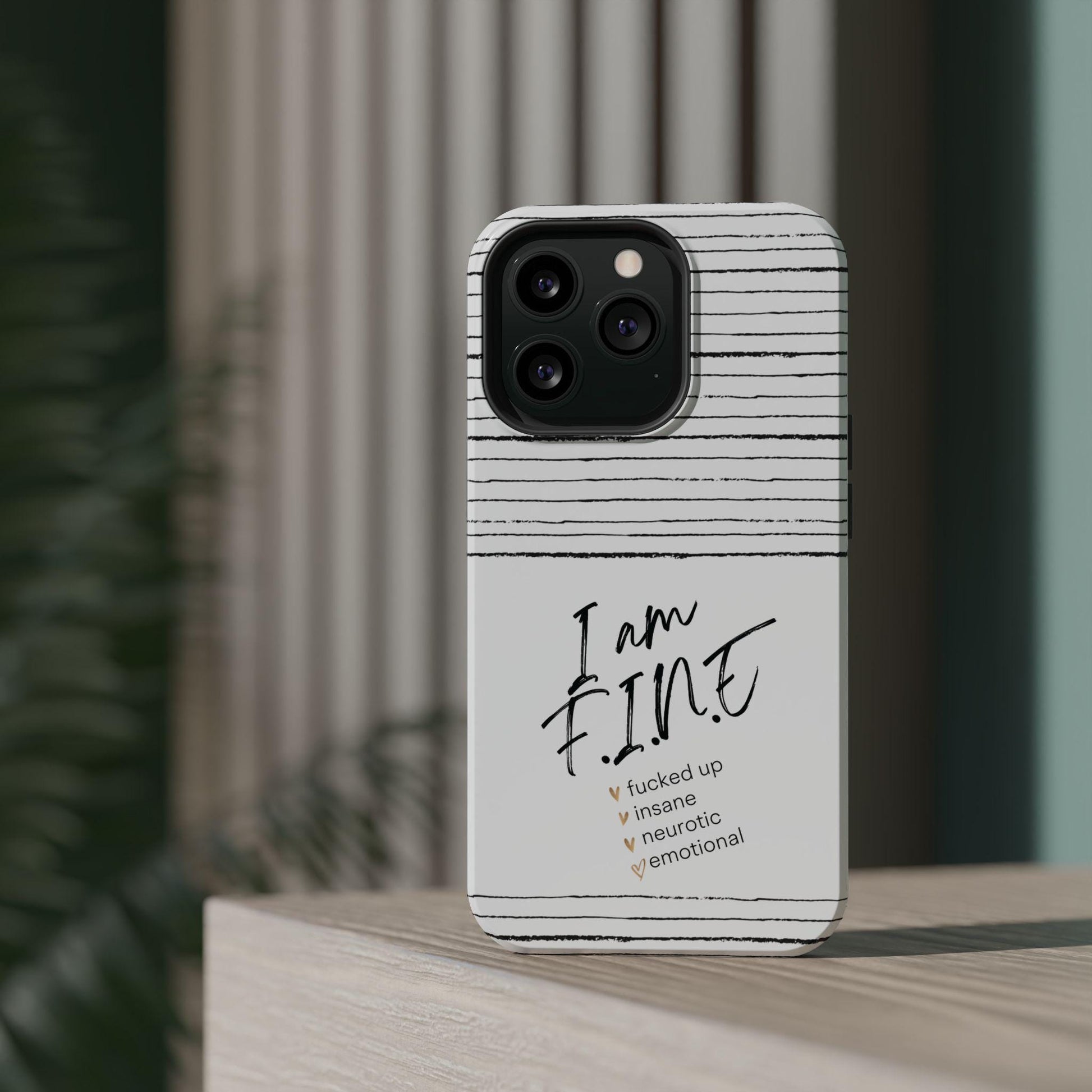 Im FINE iPhone MAG Case, Tough Protective Phone Cover for Apple, Strong Magnetic Phone Holder, Phone Grip Stand, Custom Quote Phone Shell