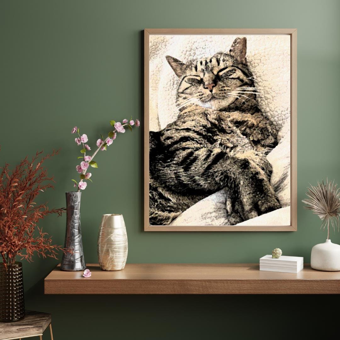 Cat Lover Vertical Poster, Matte Wall Art Print, Cute Kitten Home Decor, Feline Animal Artwork, Cat Mom Gift, Whimsical Kitty Room Decor,