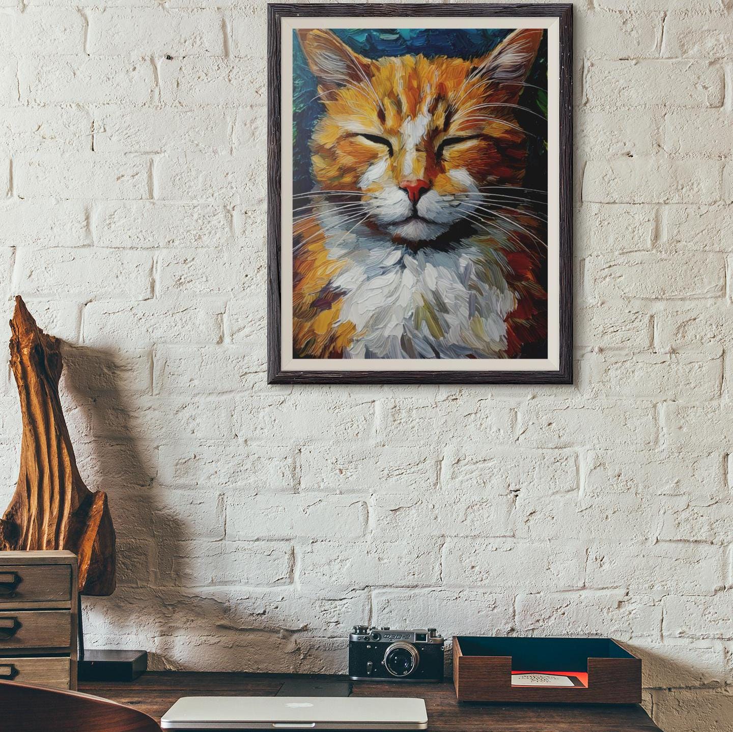 Cat Lover Matte Vertical Poster - Beautiful Sleeping Feline Art Print, Kitty Wall Decor, Cute Animal Gift, Cat Mom Dorm Room Decoration, Pet
